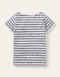 Kurzärmliges Bretonshirt-Naturweiß/Navy, Goldtupfen