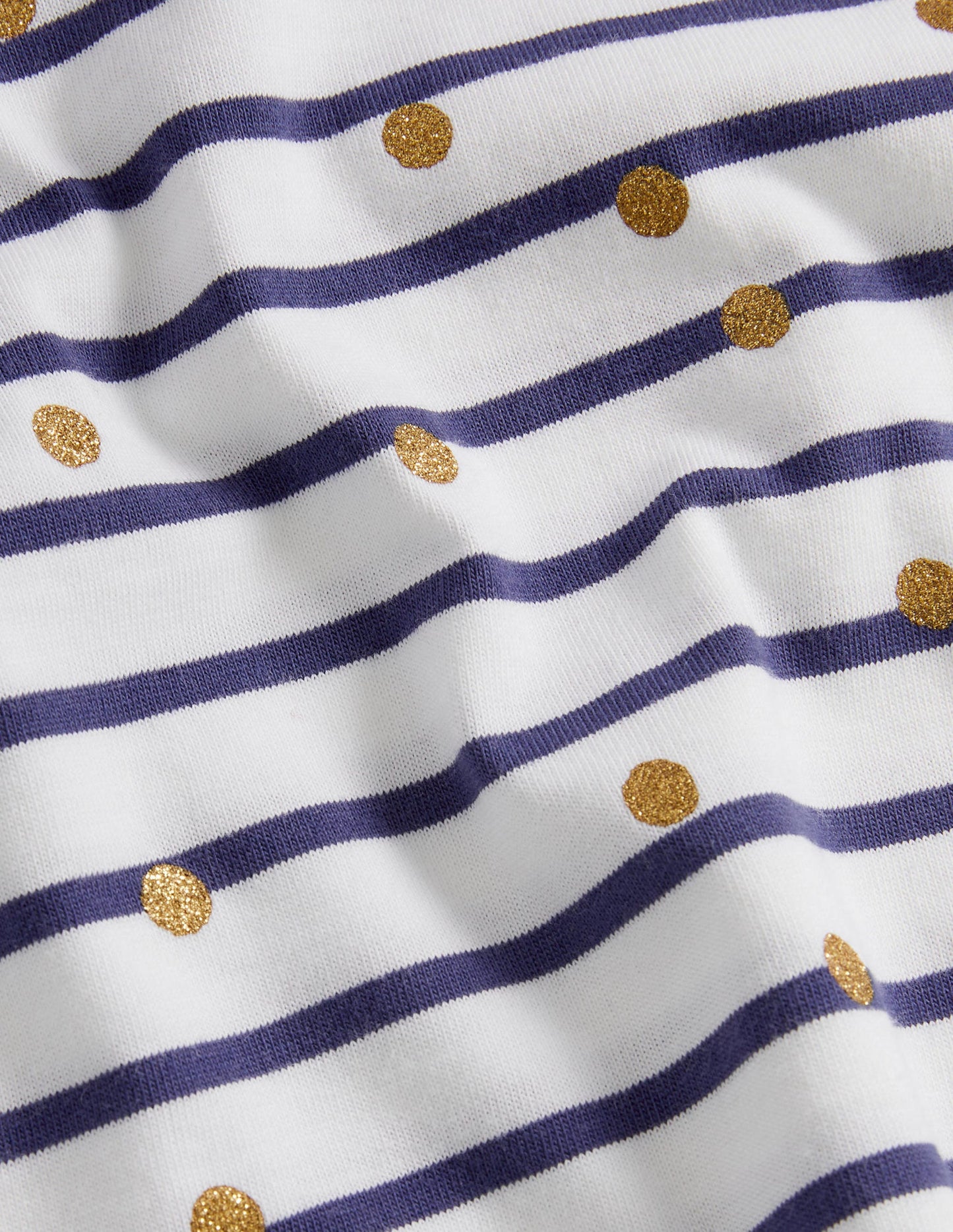 Kurzärmliges Bretonshirt-Naturweiß/Navy, Goldtupfen