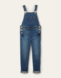 Denim-Latzhose mit schmaler Passform-Mittleres Vintageblau, Denim