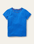 T-shirt Charlie en jersey à pompons-Bleu brillant