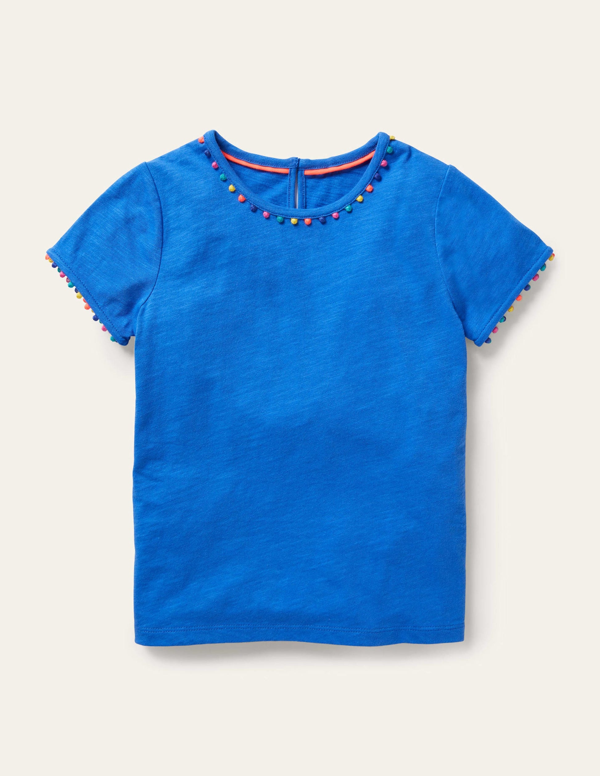 T-shirt Charlie en jersey à pompons-Bleu brillant-1