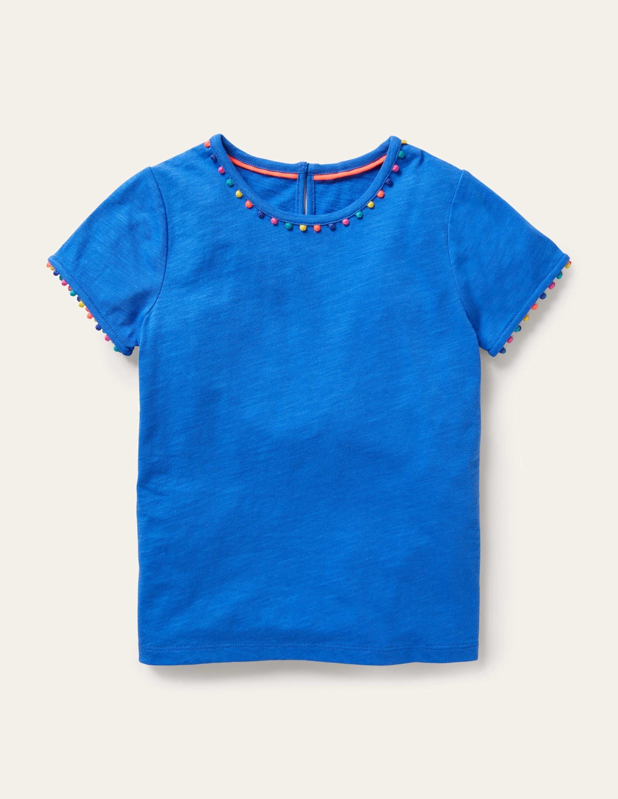 T-shirt Charlie en jersey à pompons-Bleu brillant - Image 1