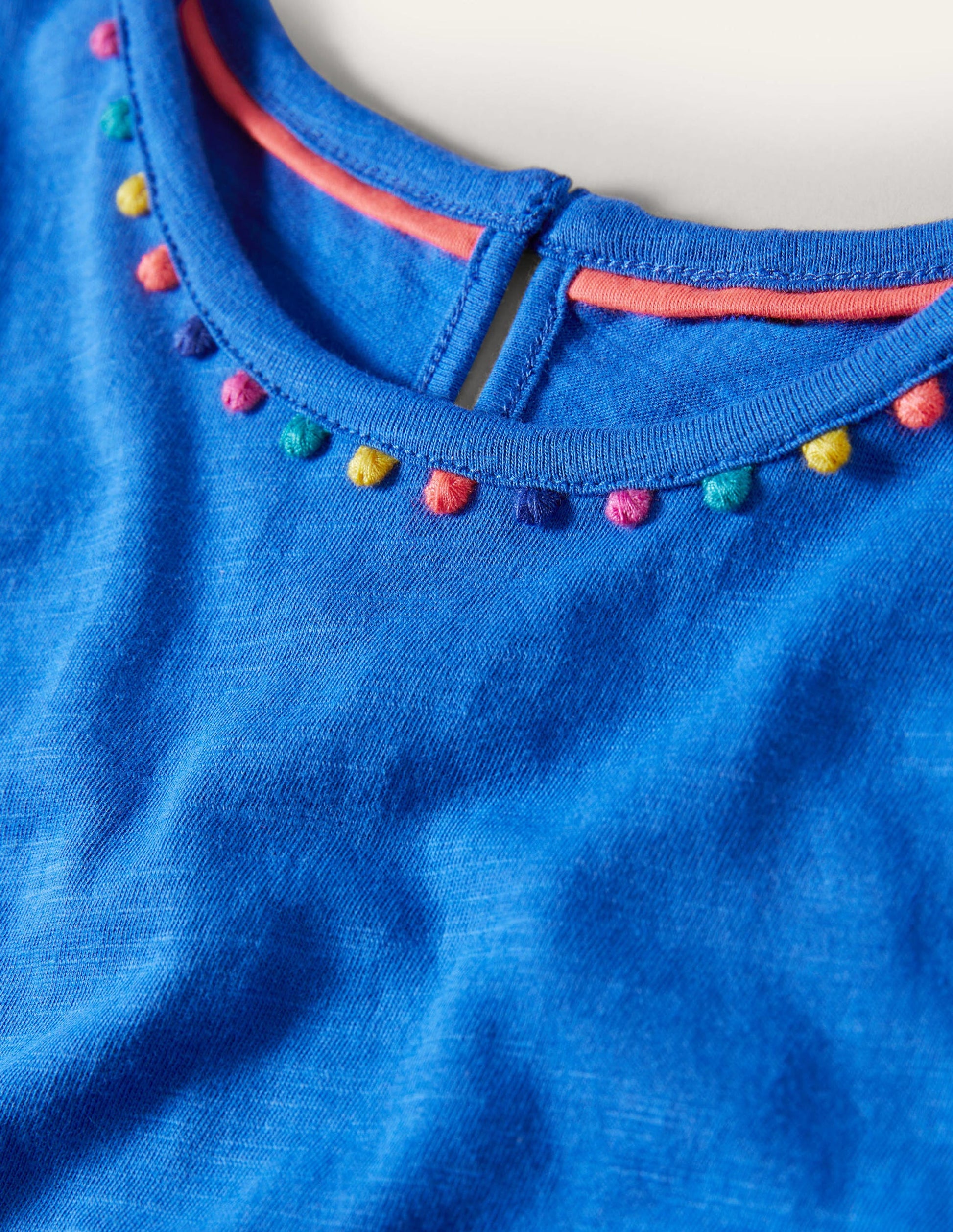 T-shirt Charlie en jersey à pompons-Bleu brillant-3