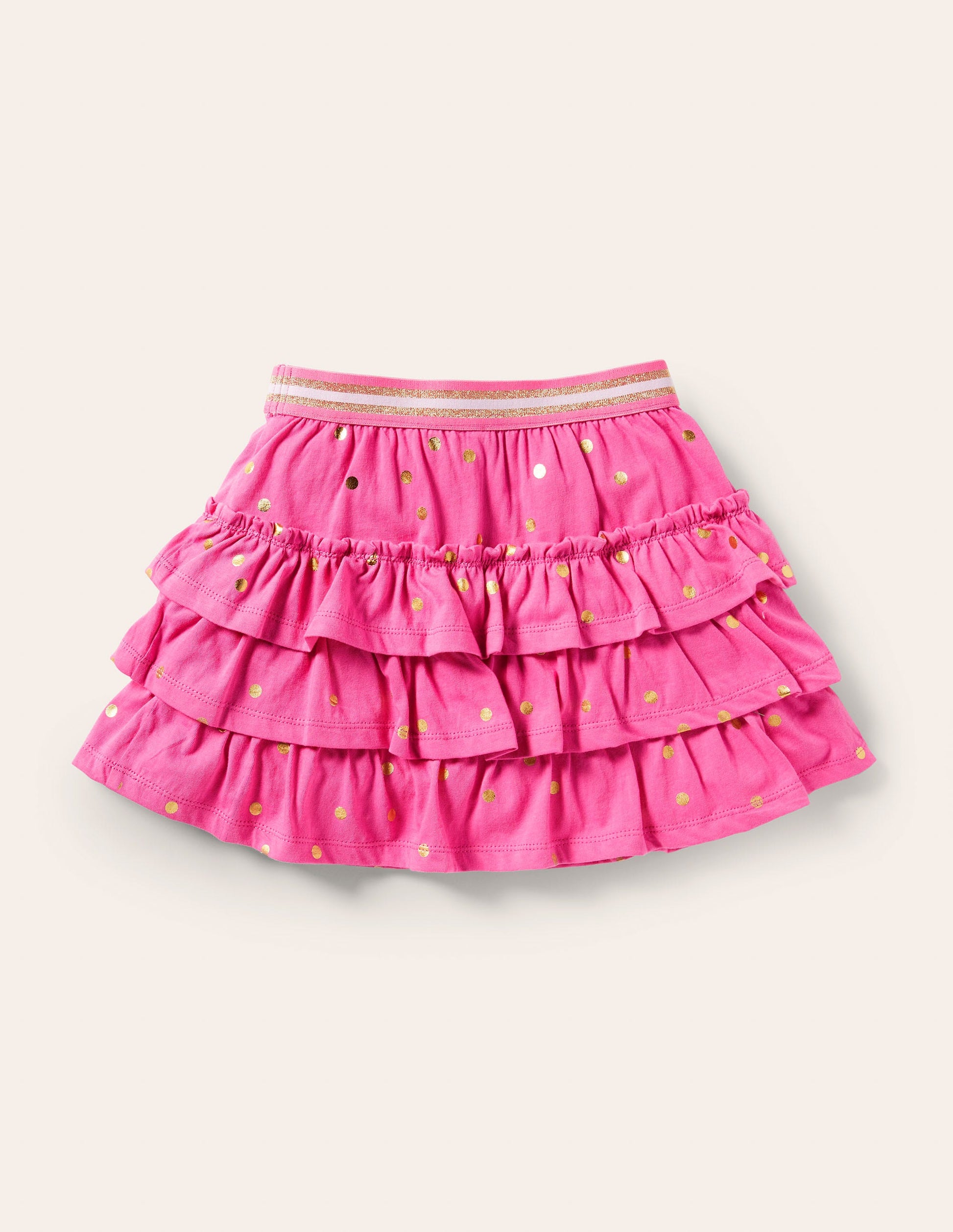 Jersey-Skort mit Rüschen-Helles Blütenrosa Goldene Punkte-2