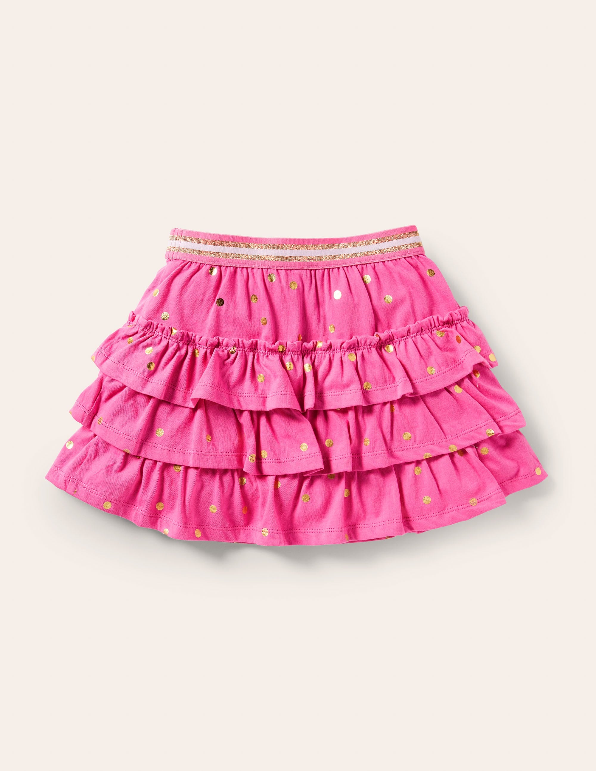 Jersey-Skort mit Rüschen-Helles Blütenrosa Goldene Punkte - Image 2