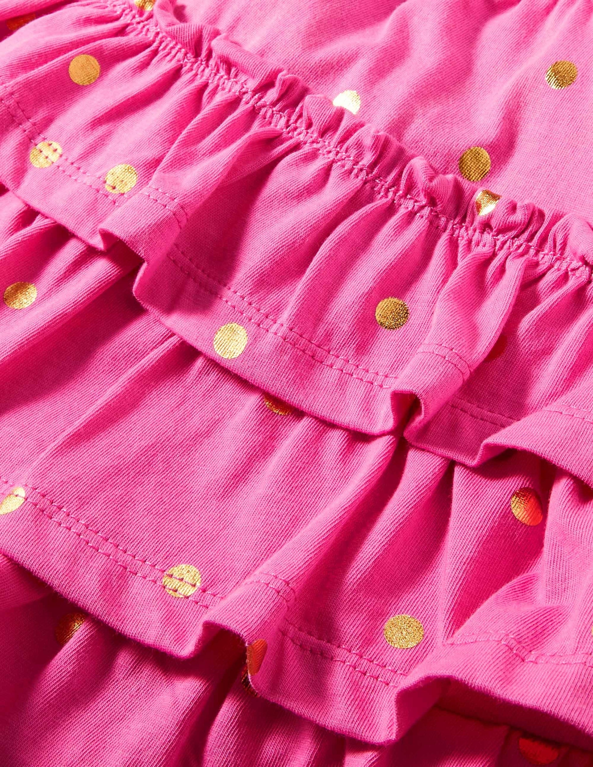 Jersey-Skort mit Rüschen-Helles Blütenrosa Goldene Punkte-3