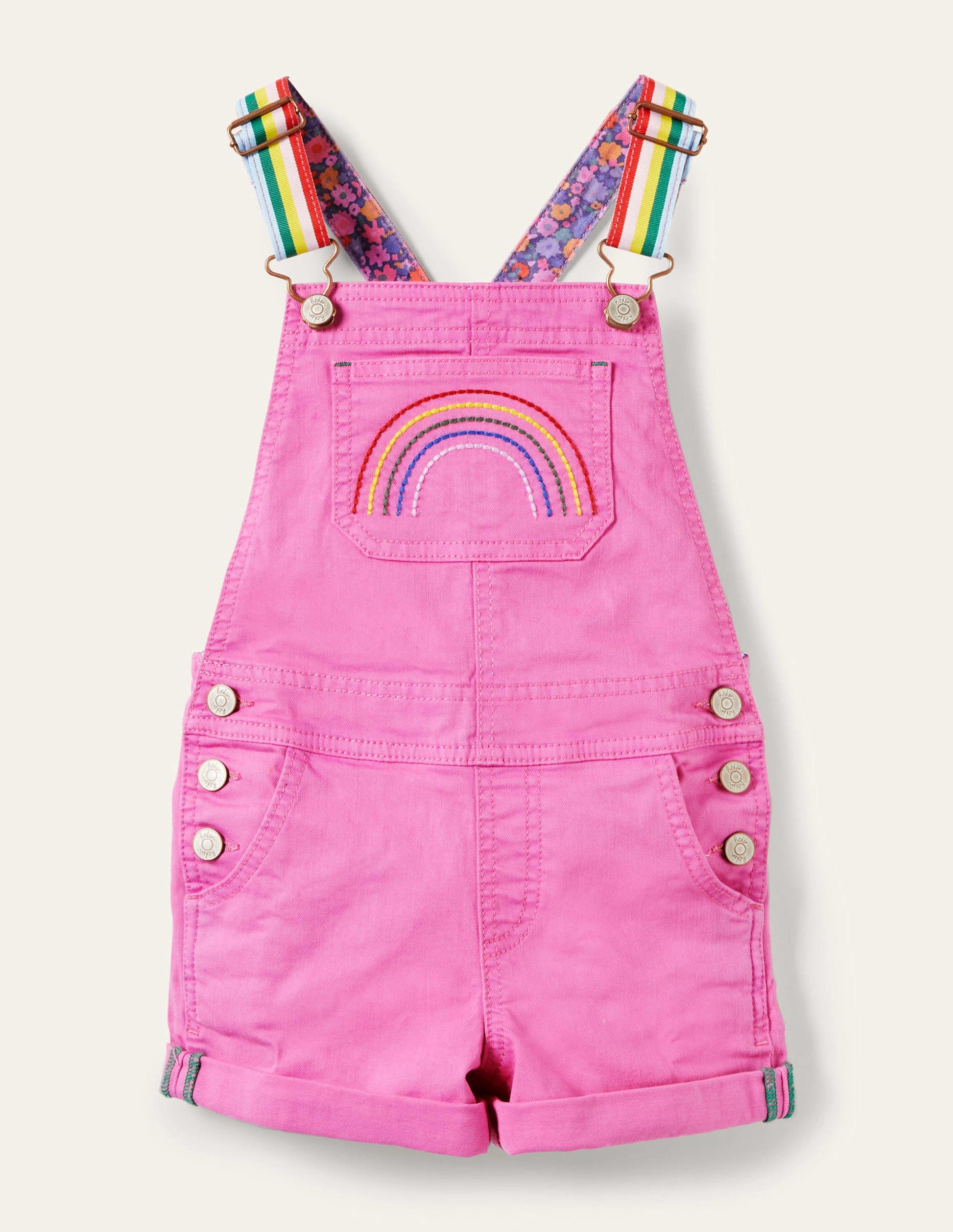 Fröhliche kurze Latzhose-Erdbeereisrosa, Regenbogen-1