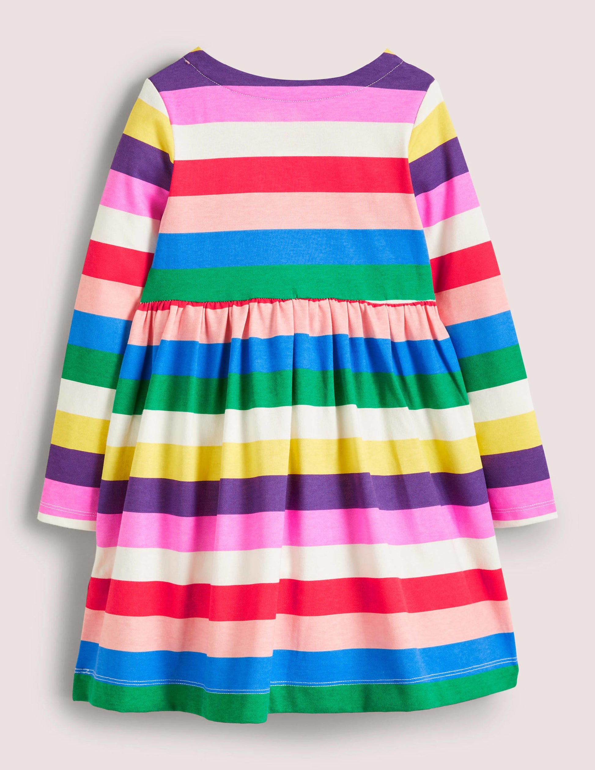 Fröhliches Jerseykleid mit langen Ärmeln-Bunt/Regenbogen, Gestreift-2