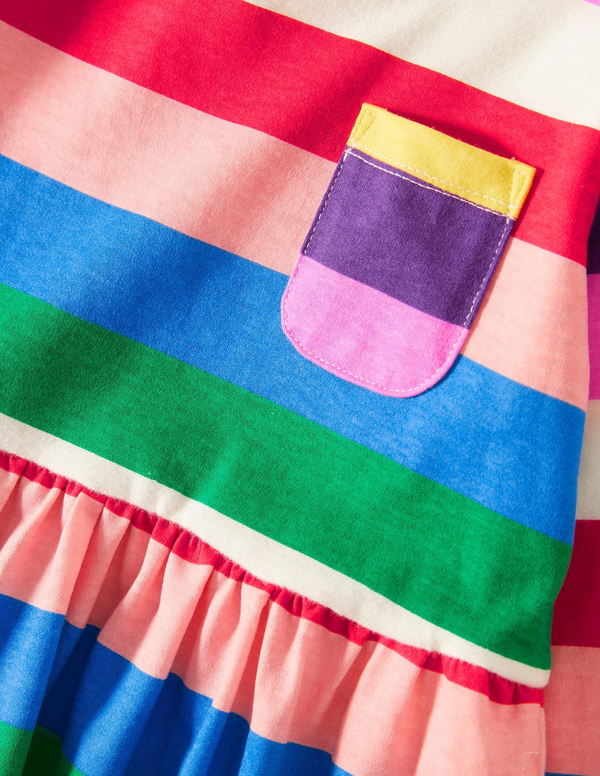 Fröhliches Jerseykleid mit langen Ärmeln-Bunt/Regenbogen, Gestreift-3