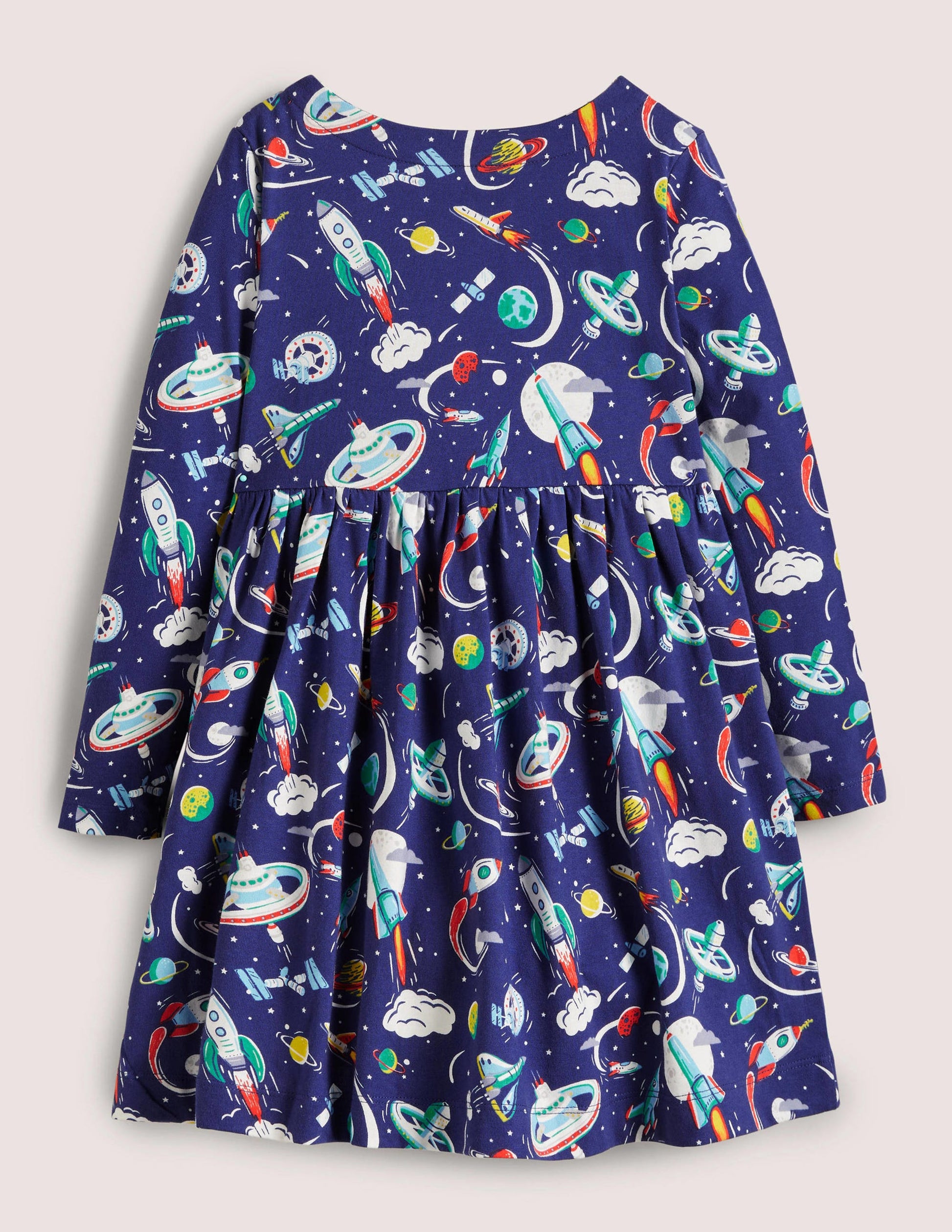 Fröhliches Jerseykleid mit langen Ärmeln-Segelblau, Mini-Weltall-2