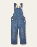 Latzhose mit Herzaufnäher-Mittleres Vintageblau, Denim
