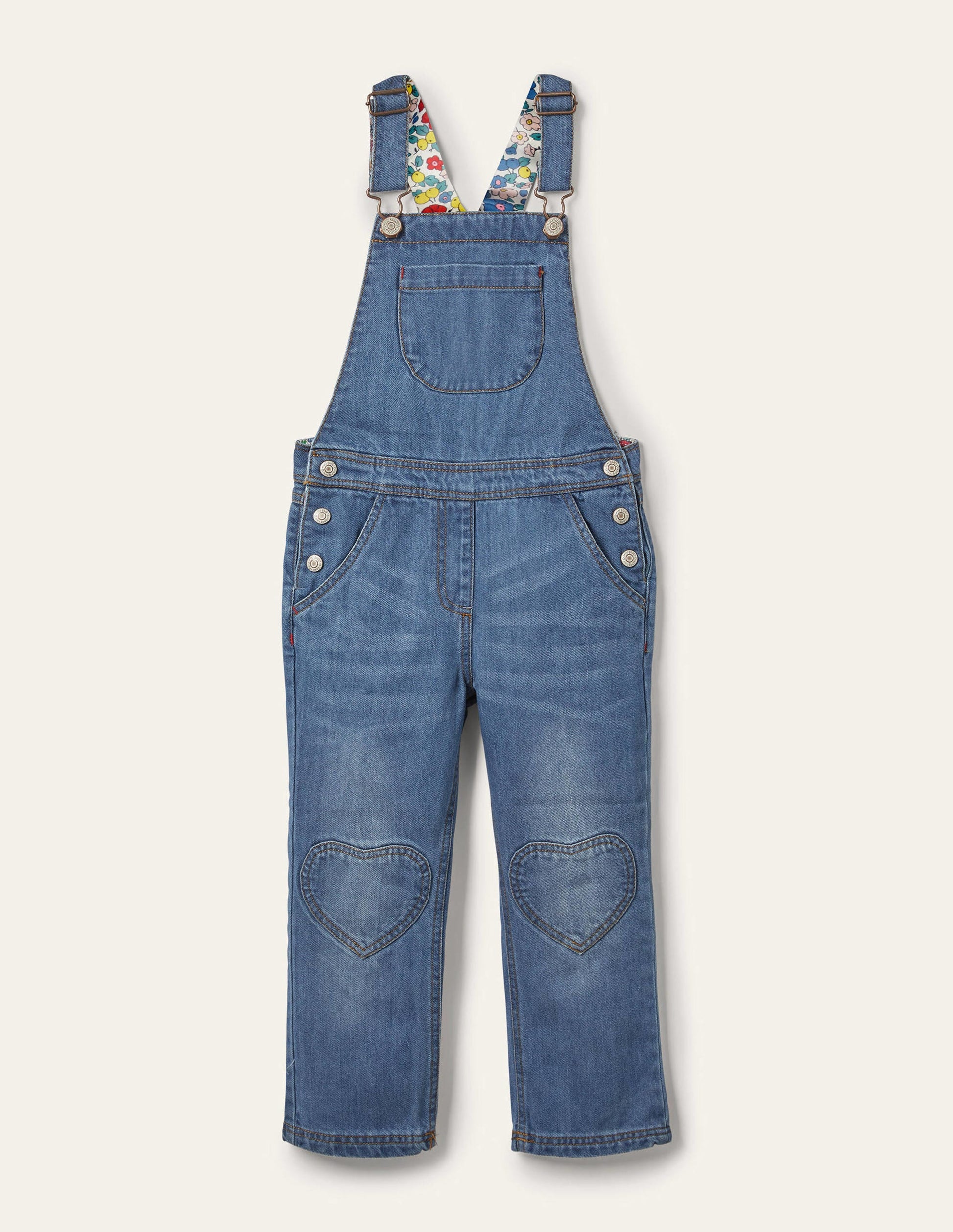 Latzhose mit Herzaufnäher-Mittleres Vintageblau, Denim-1