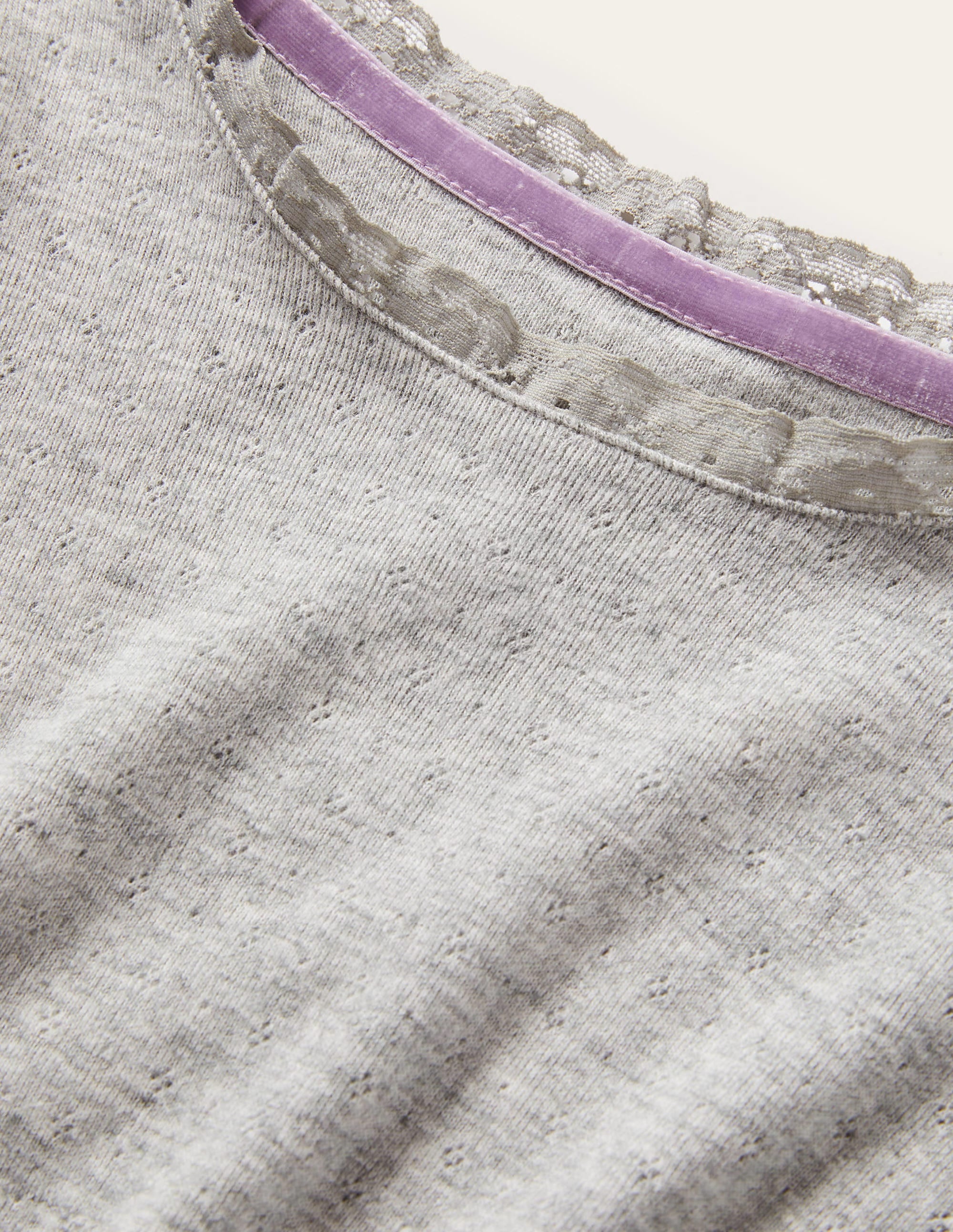Supersoft Pointelle T-shirt-Grey Marl - Image 3