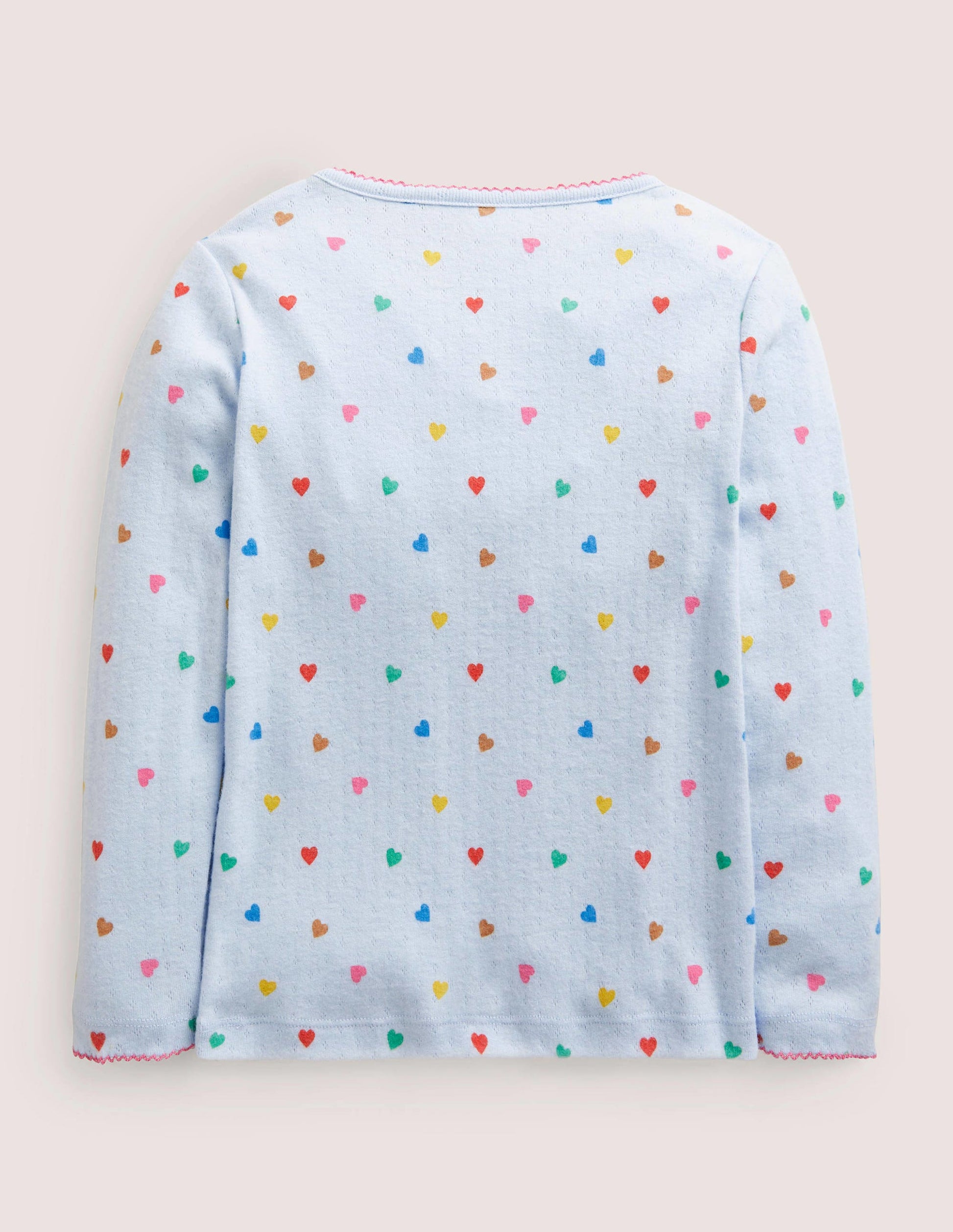 Supersoft Pointelle T-shirt-Blue Rainbow Hearts-2