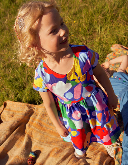Robe fun en jersey à manches courtes-Papillon fou multi-1