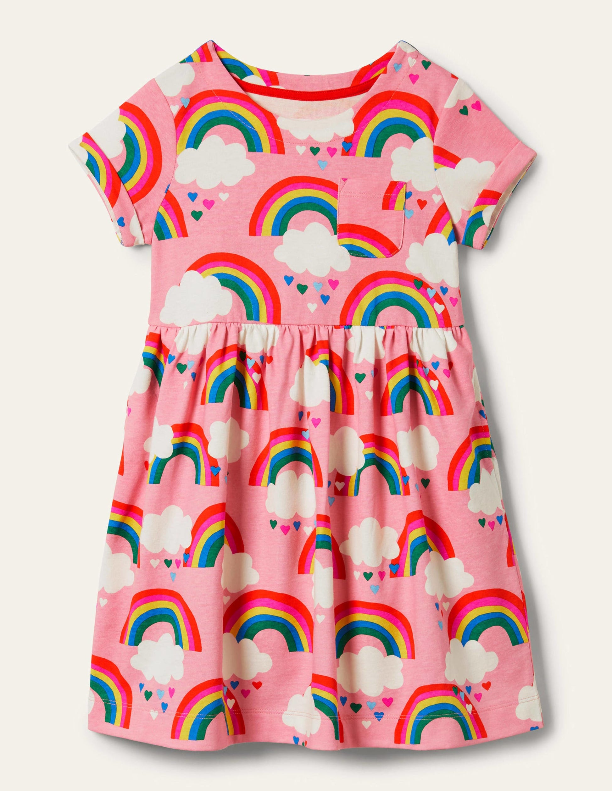 Fröhliches Jerseykleid-Limonadenrosa, Regenbogen-1