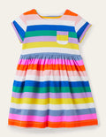Fröhliches Jerseykleid-Bunt/Regenbogen, Gestreift