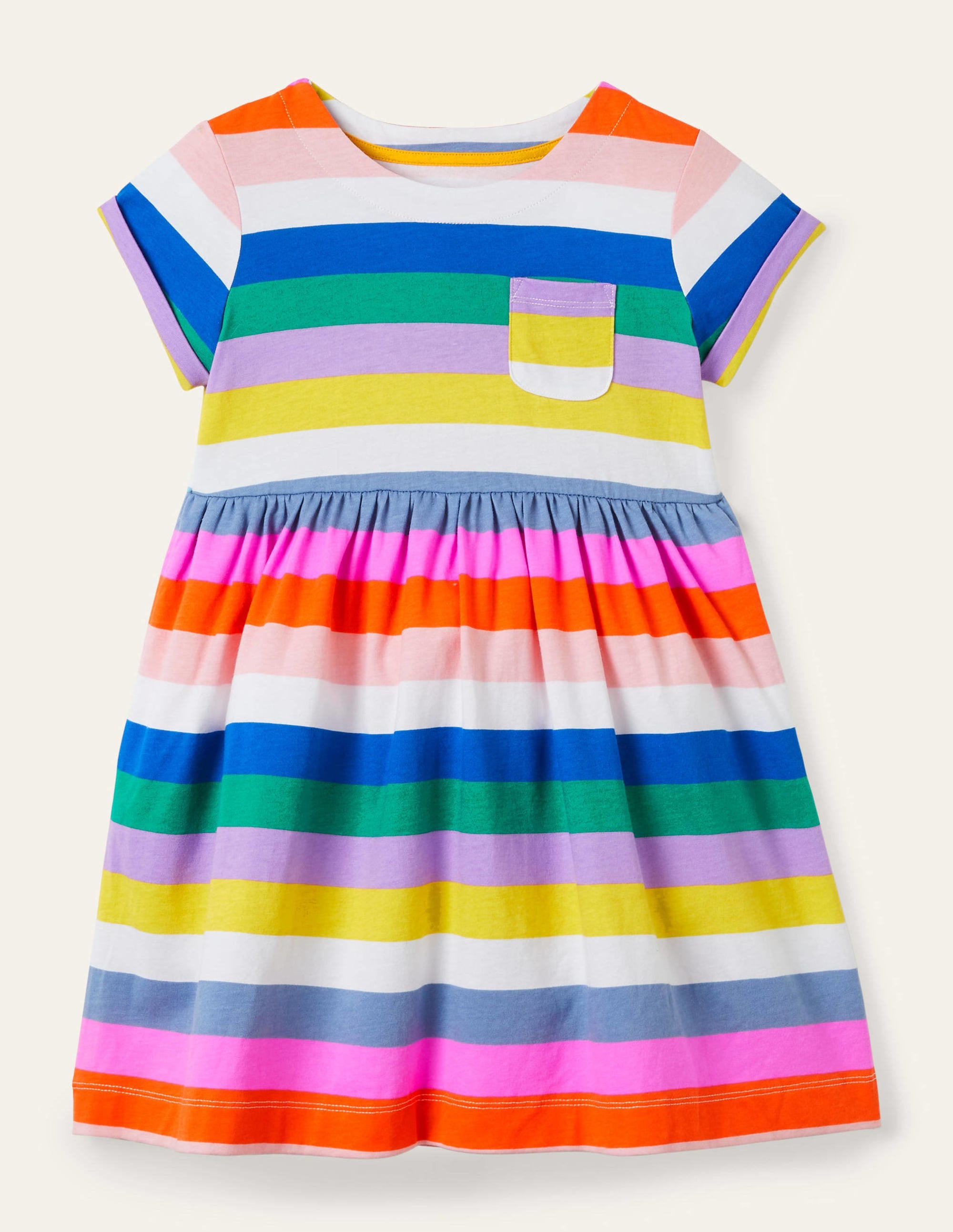 Fröhliches Jerseykleid-Bunt/Regenbogen, Gestreift - Image 1