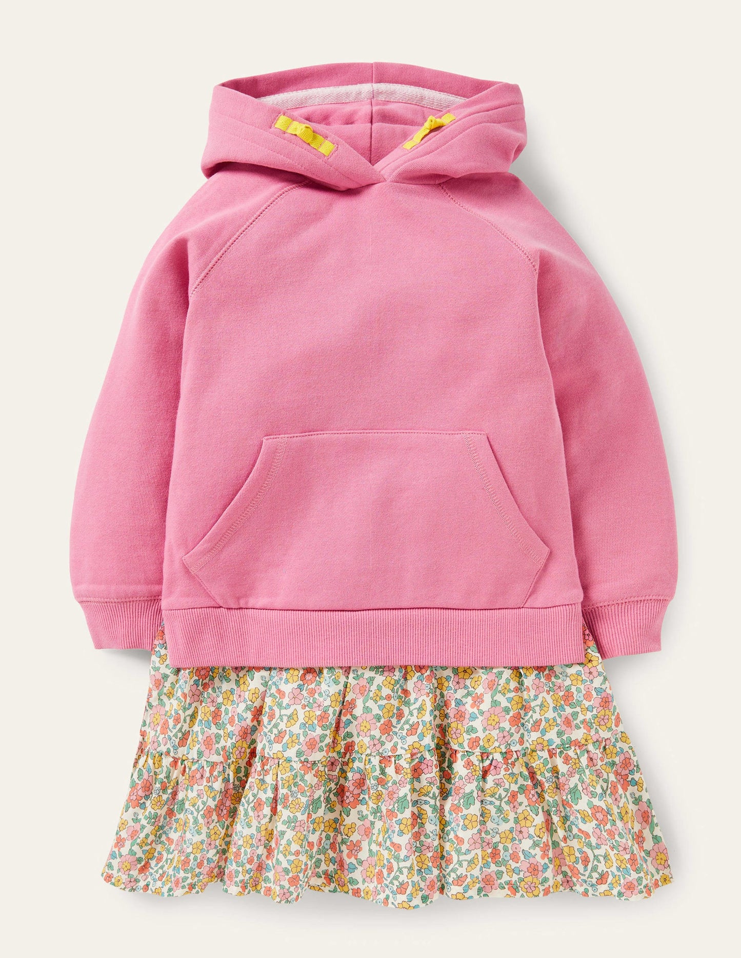 Bequemes Sweatshirt-Kleid mit Kapuze-Rosa, Filigranes Blumenmuster