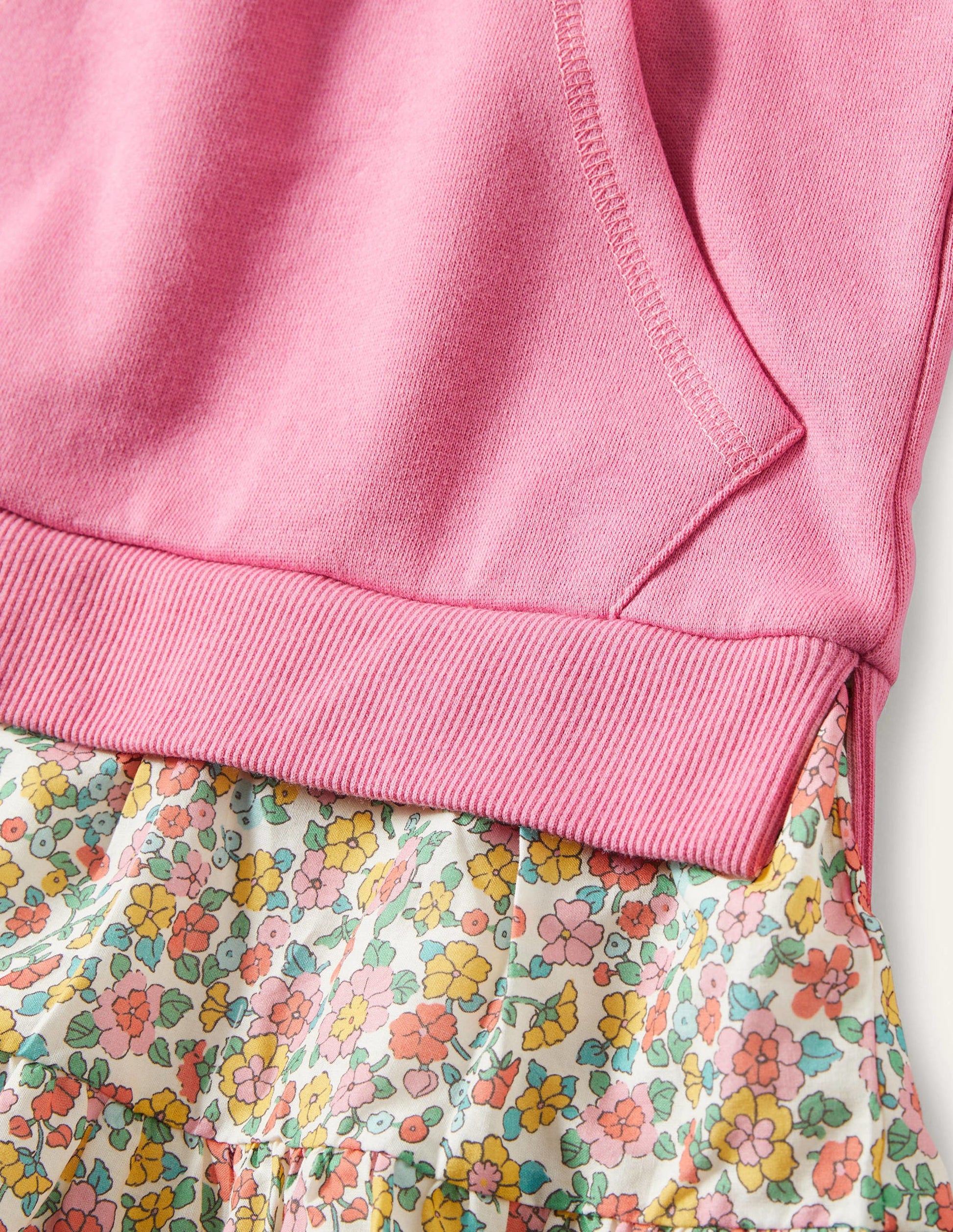 Bequemes Sweatshirt-Kleid mit Kapuze-Rosa, Filigranes Blumenmuster-3