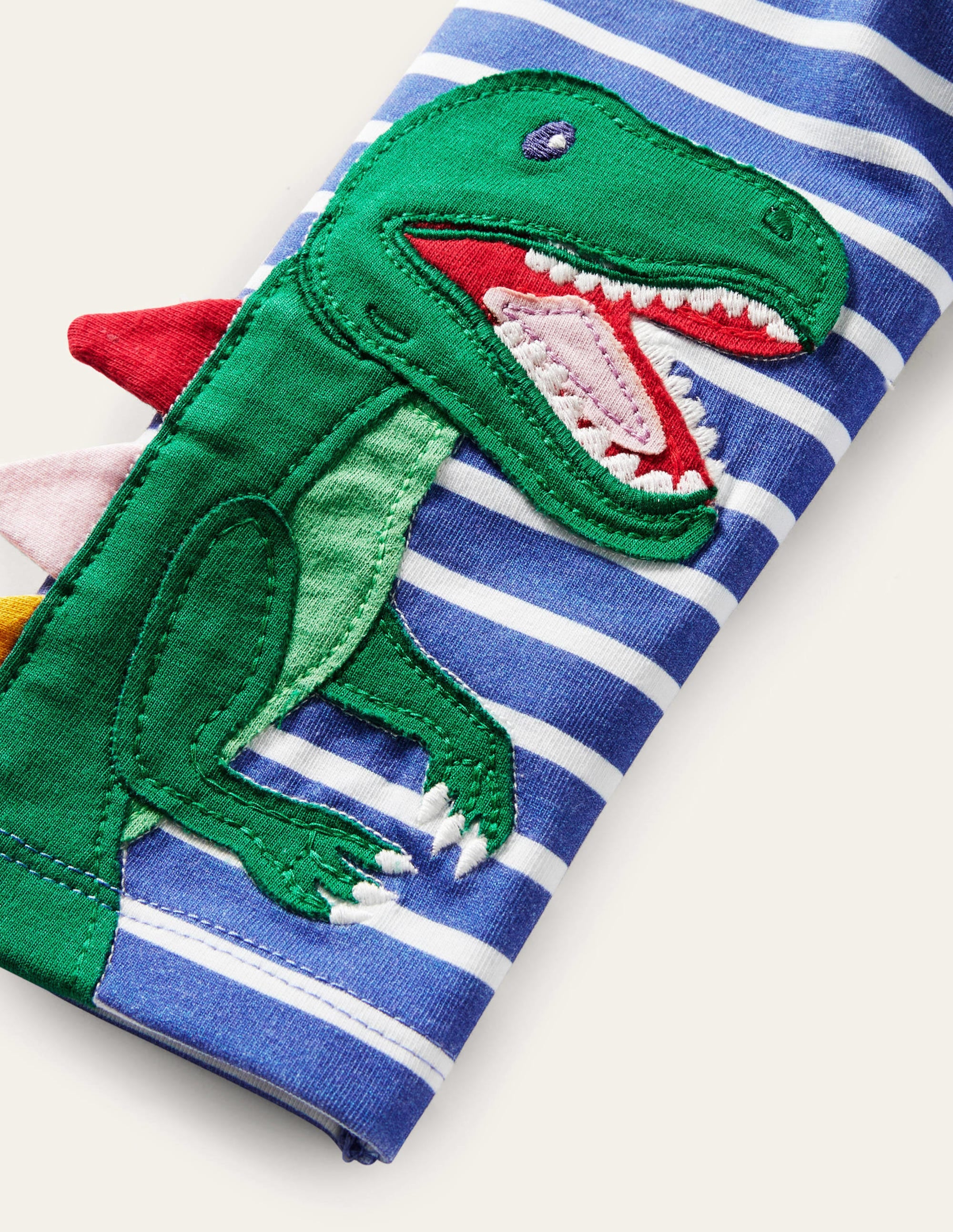 Fröhliche Leggings mit Applikation-Strahlendes Marineblau/Naturweiß, Dinosaurier - Image 3