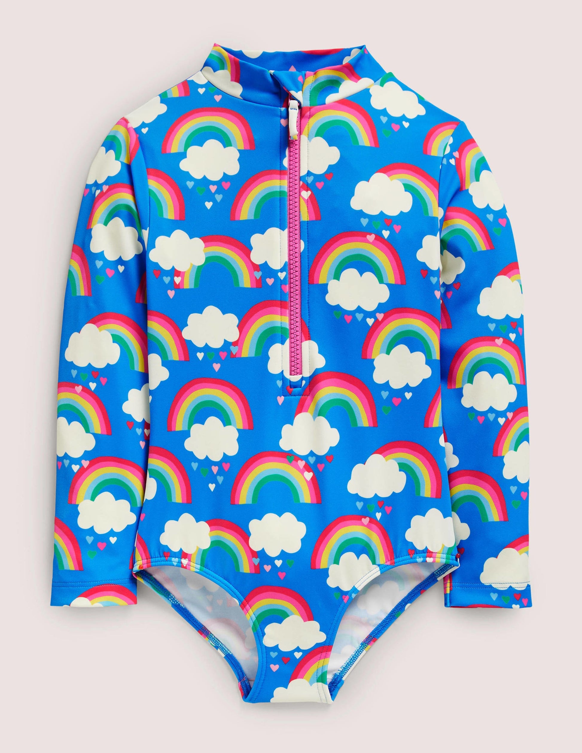Maillot de bain à manches longues-Arcs-en-ciel bleu marocain-1