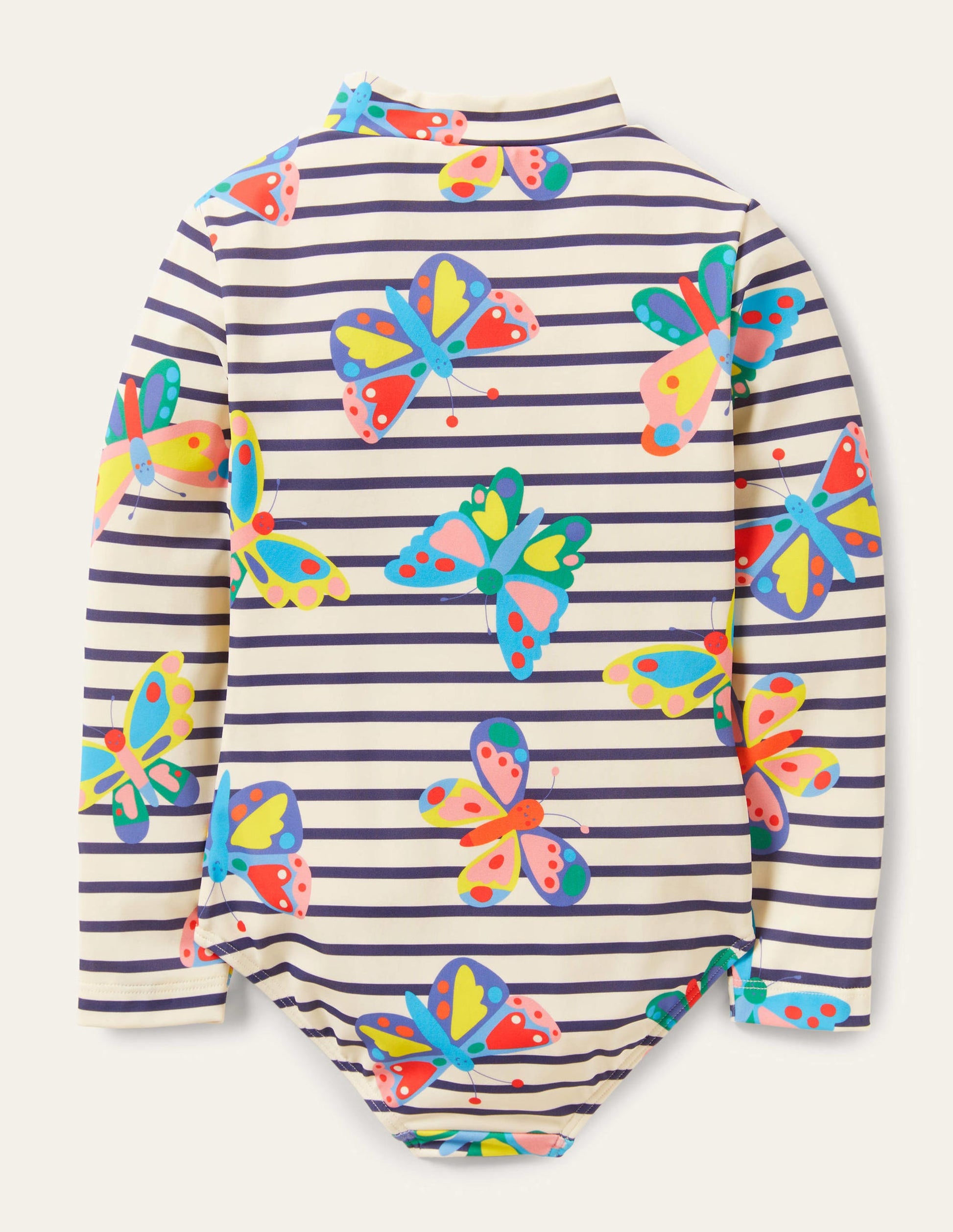 Maillot de bain à manches longues-Marinière papillon multi-2