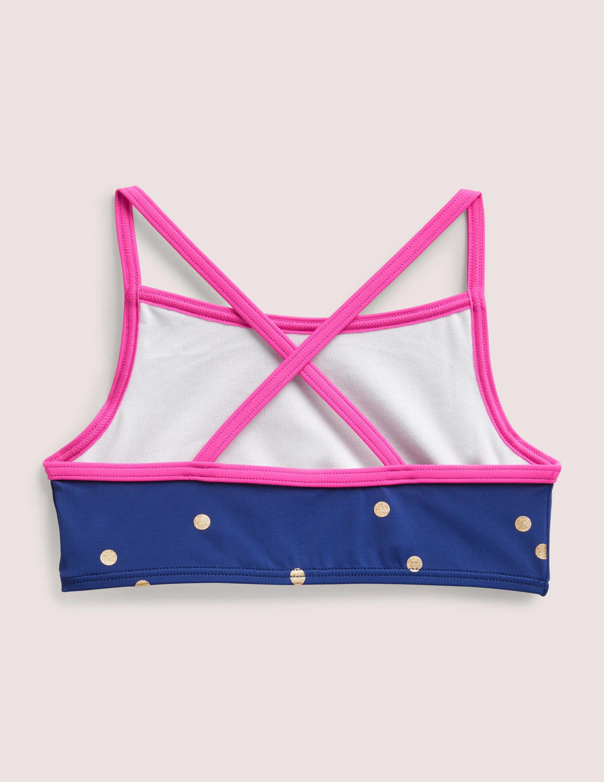 Gemustertes Bikini-Oberteil-Harmonisches Blau, Goldtupfen-2