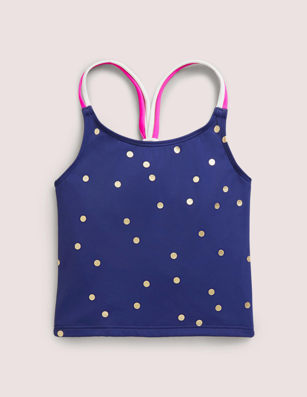 Gemustertes Tankini-Oberteil-Harmonisches Blau, Goldtupfen-1