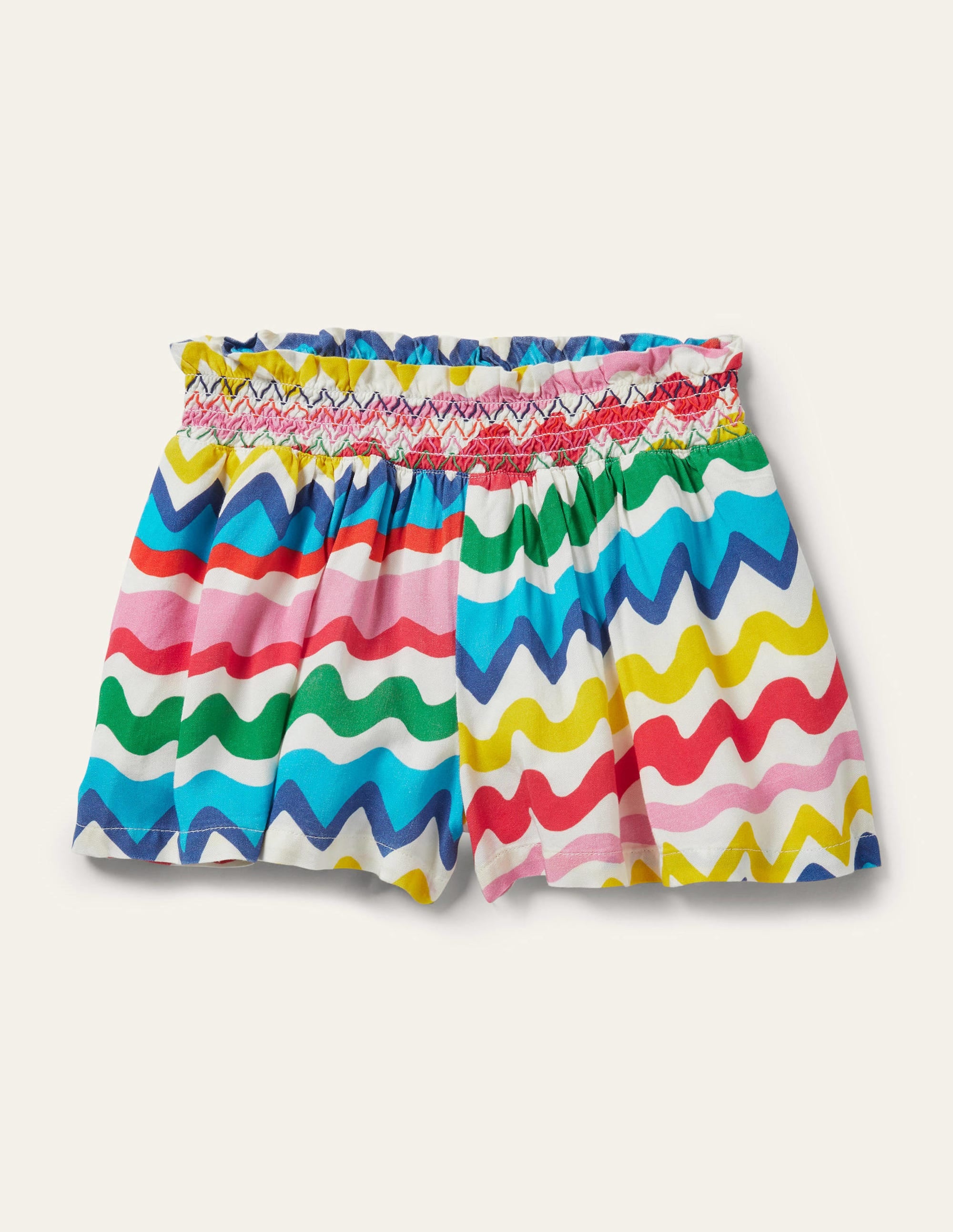 Culotte mit geraffter Taille-Bunt, Zackenlitzen - Image 1
