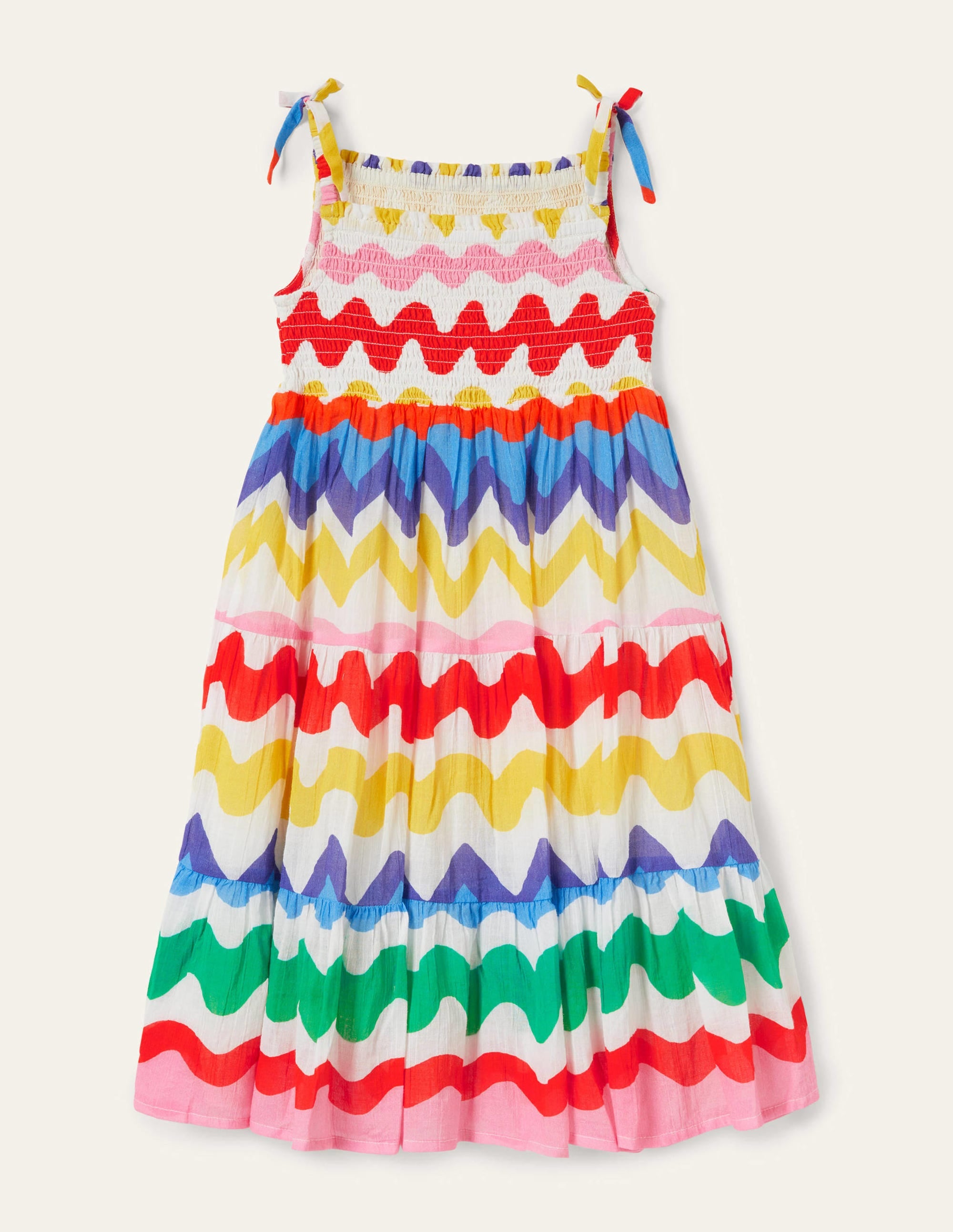 Gestuftes Sommerkleid-Bunt, Zackenlitzen - Image 1