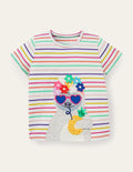 Kurzärmliges T-Shirt mit Applikation-Pop Pansy / Bluebell Sloth