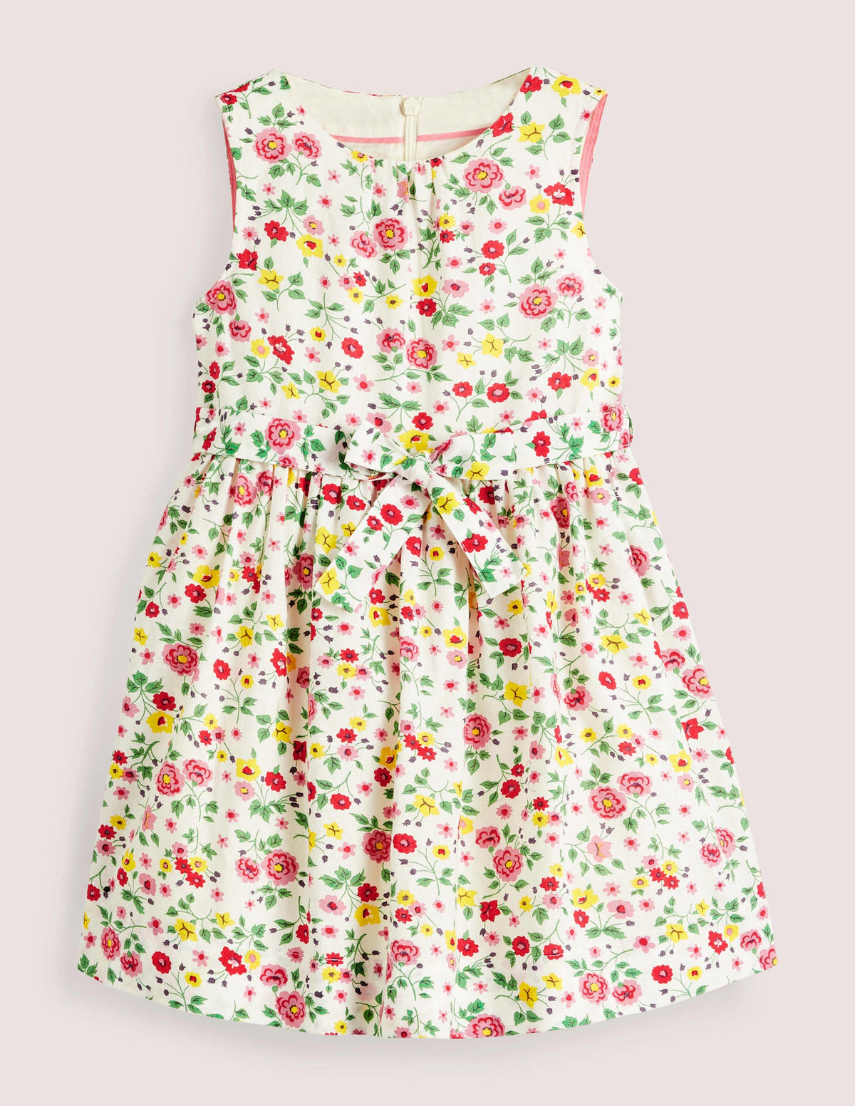 Vintage-Kleid-Naturweiß, Blumenmuster-1