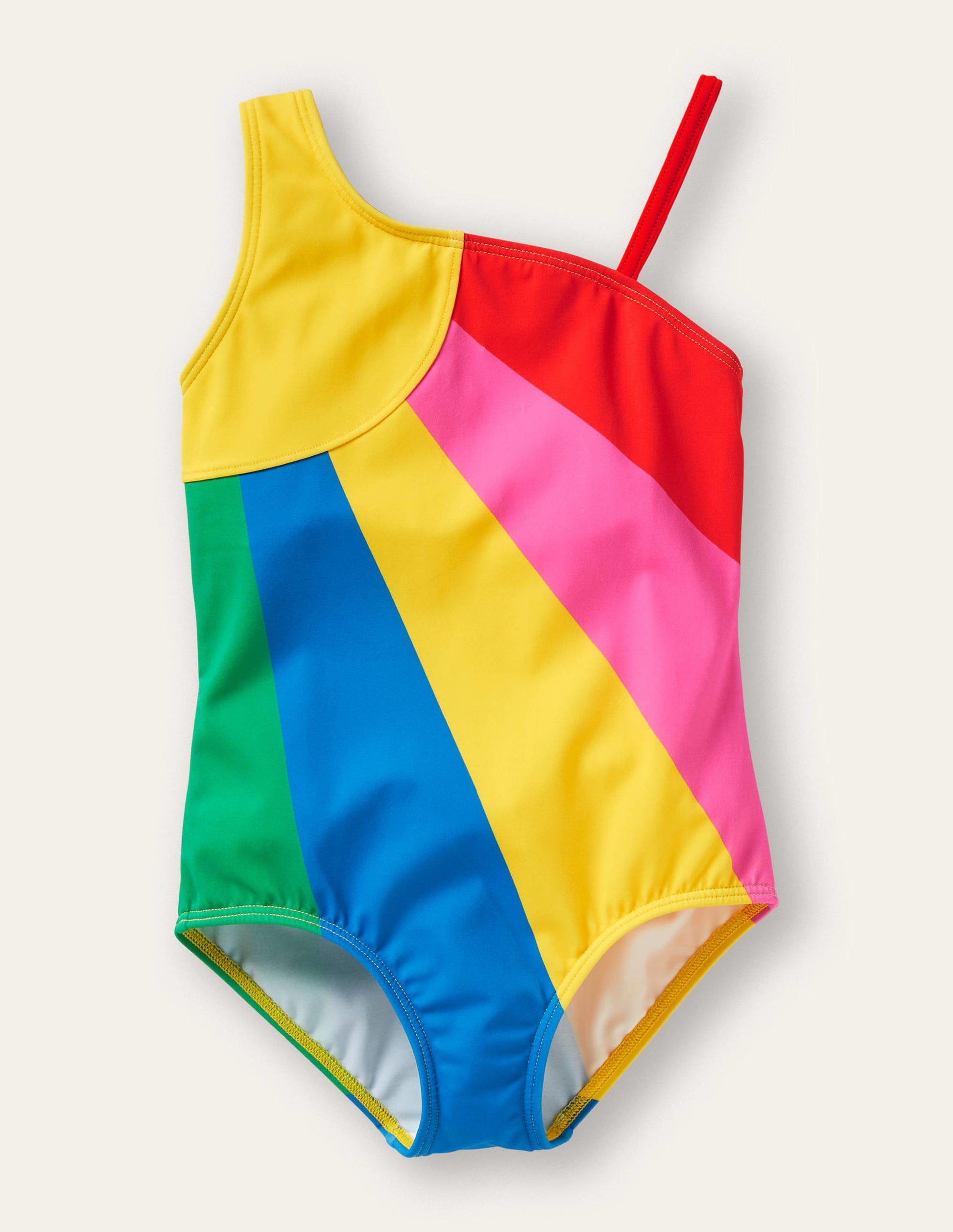 Badeanzug mit einer Schulter-Bunte Sonnenstrahlen-2