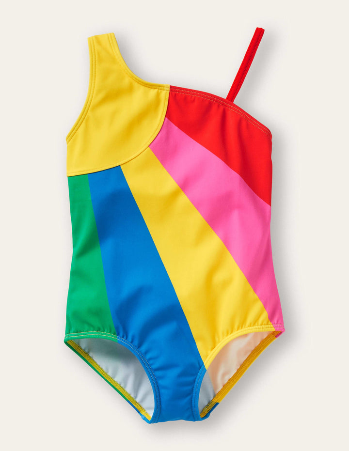 One Shoulder Swimsuit-Multi Sunray