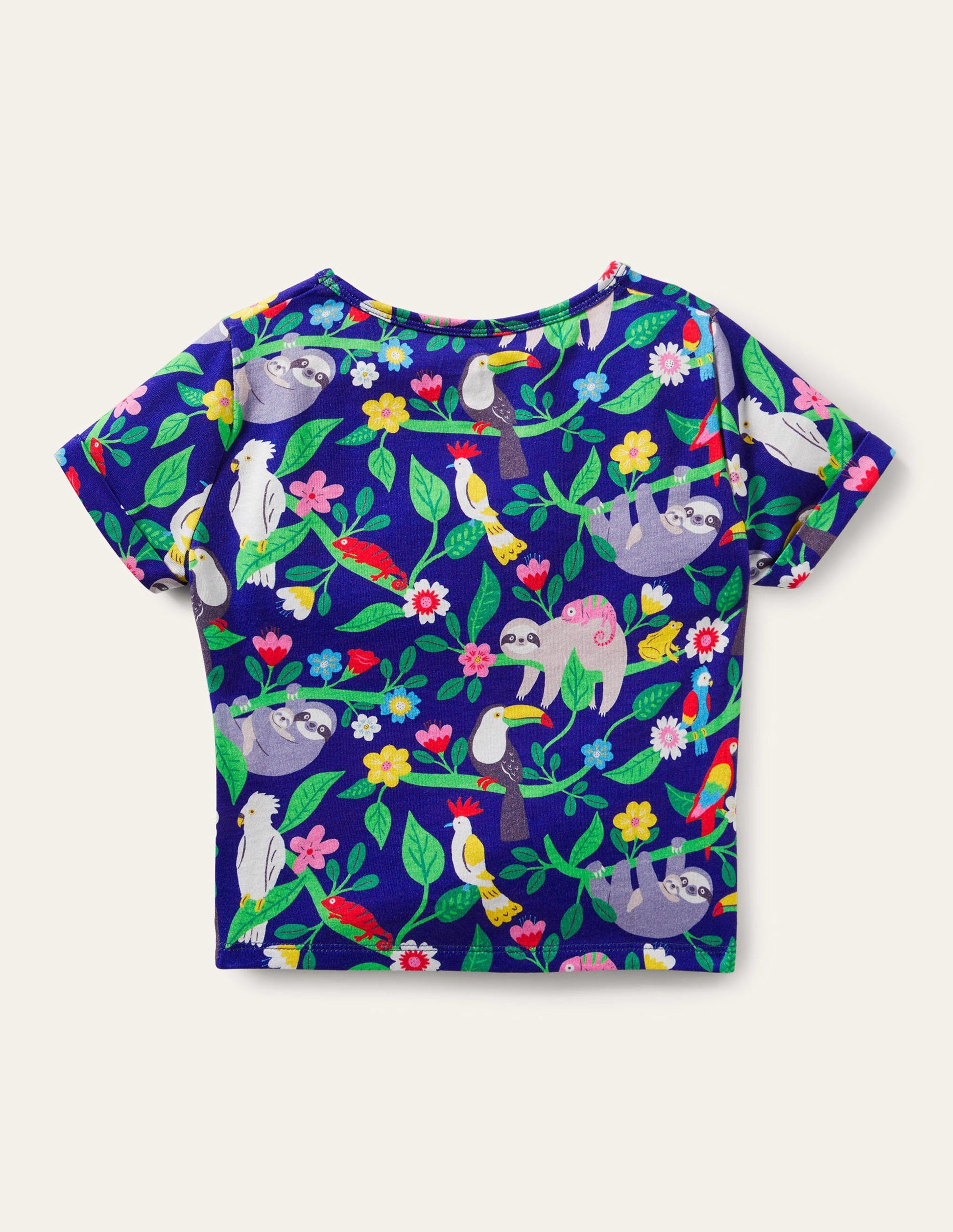 T-shirt noué sur le devant-Blue Wave Sloth-2