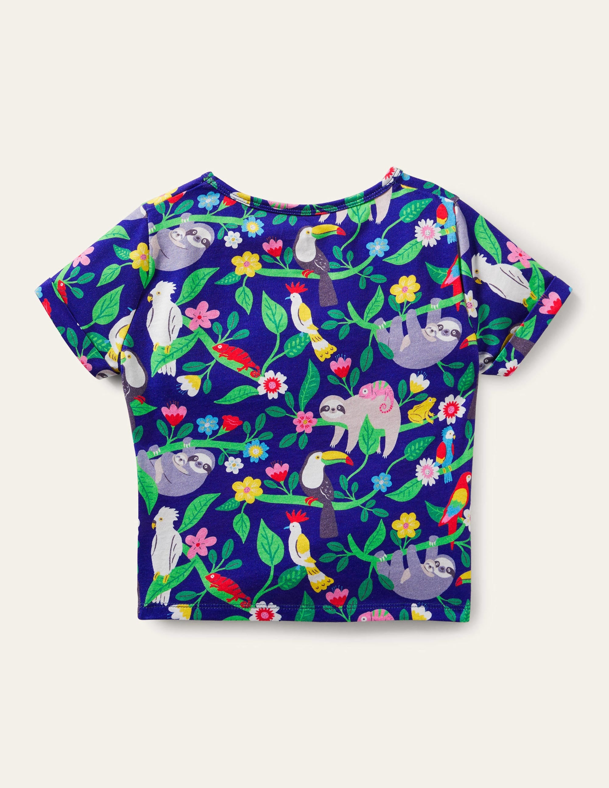 T-shirt noué sur le devant-Blue Wave Sloth - Image 2