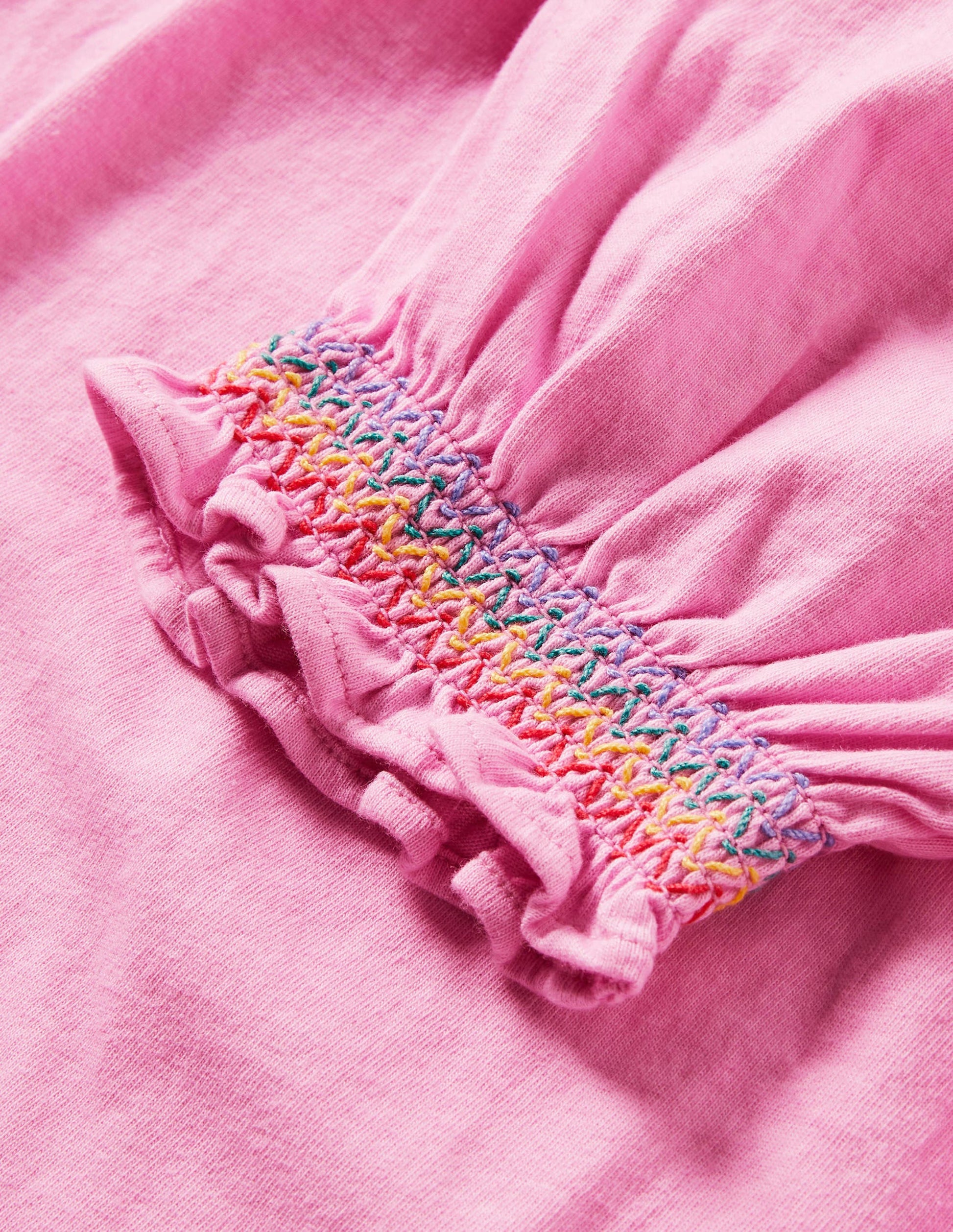 Gesmoktes Raglan-T-Shirt-Weidenröschenrosa-3