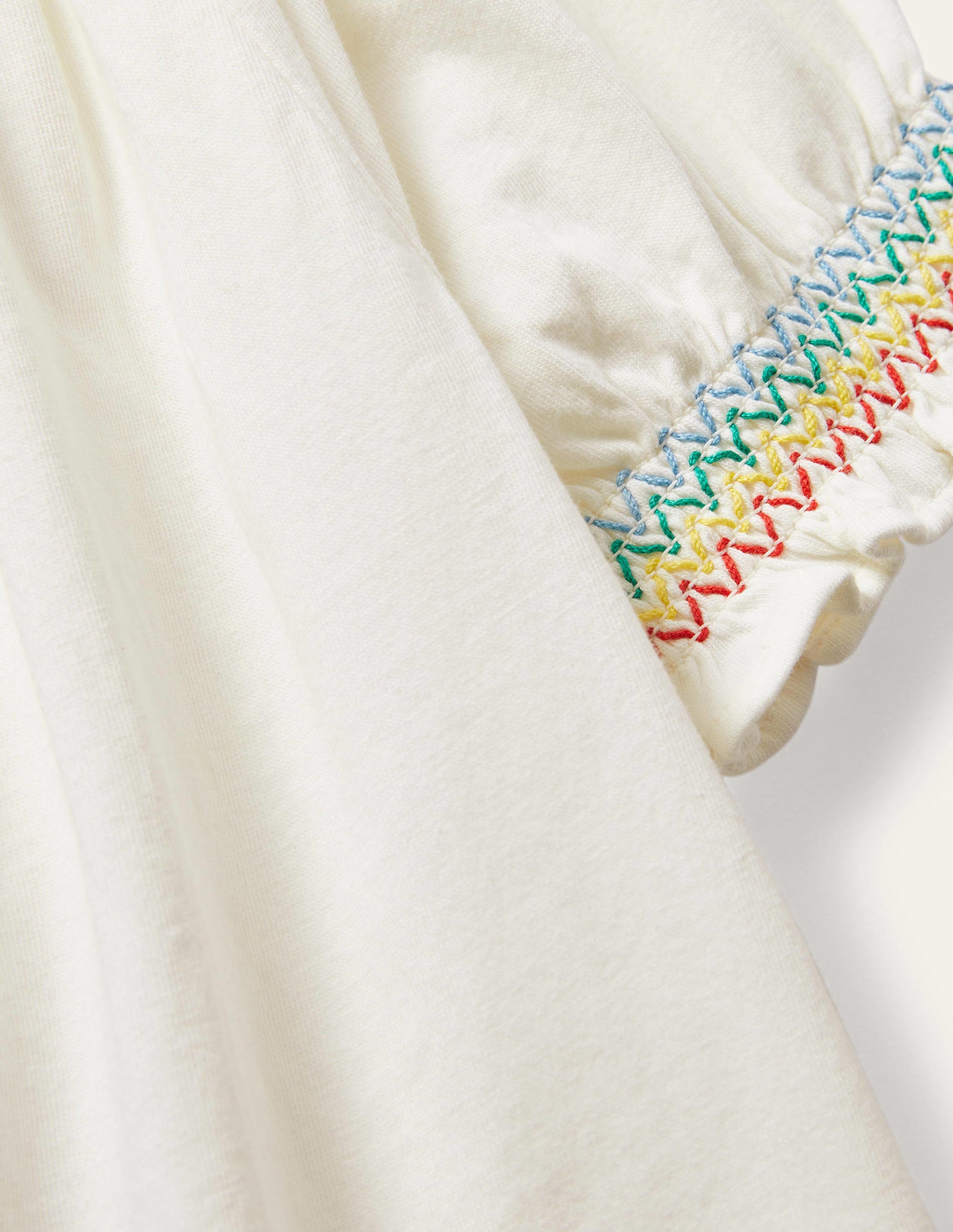 T-shirt à manches raglan et smocks-Blanc - Image 3
