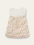 Top avec empiècement en broderie anglaise-Motif patchwork floral multi