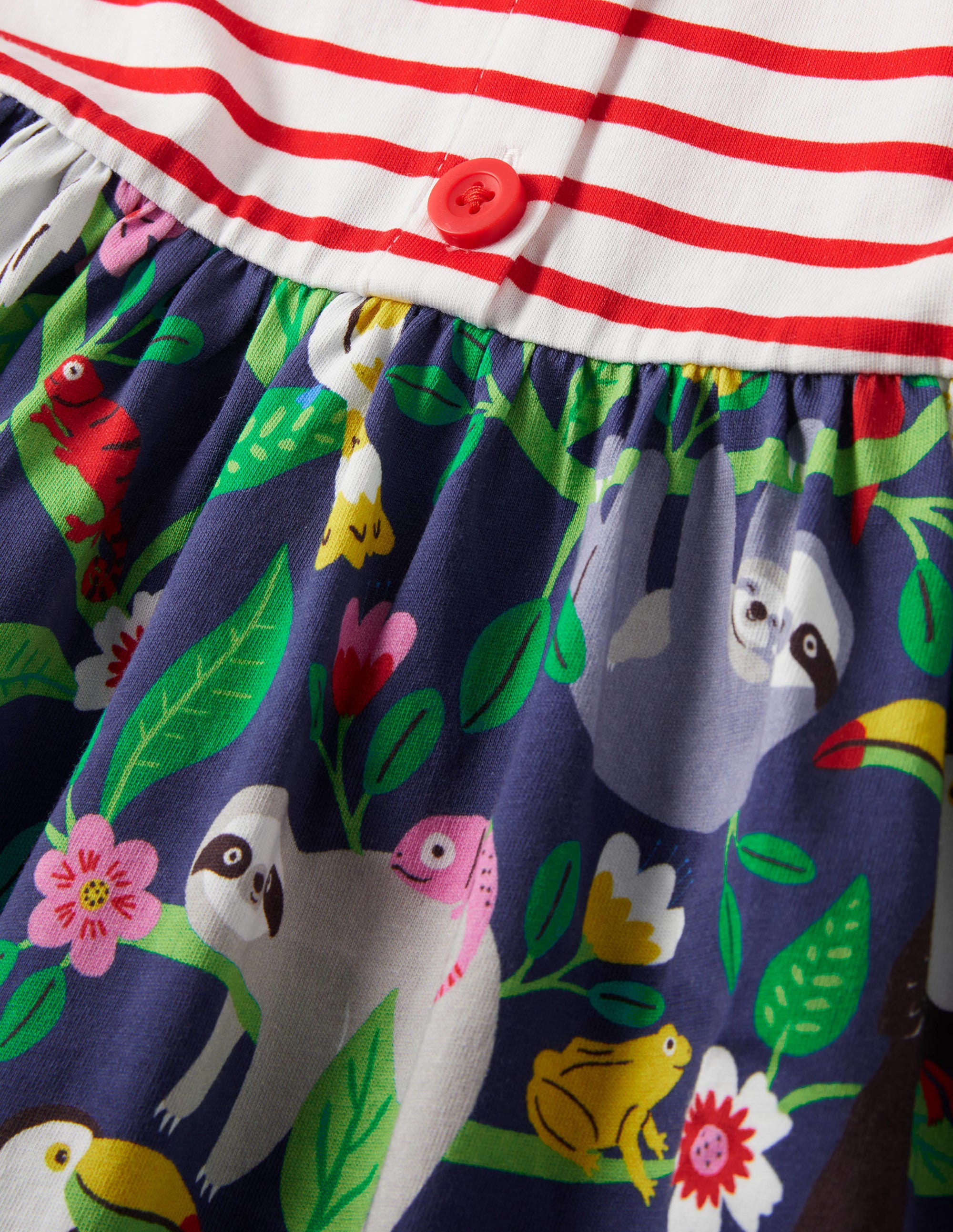 Mustermixkleid mit Trägern zum Binden-Wellenblau, Faultier - Image 3