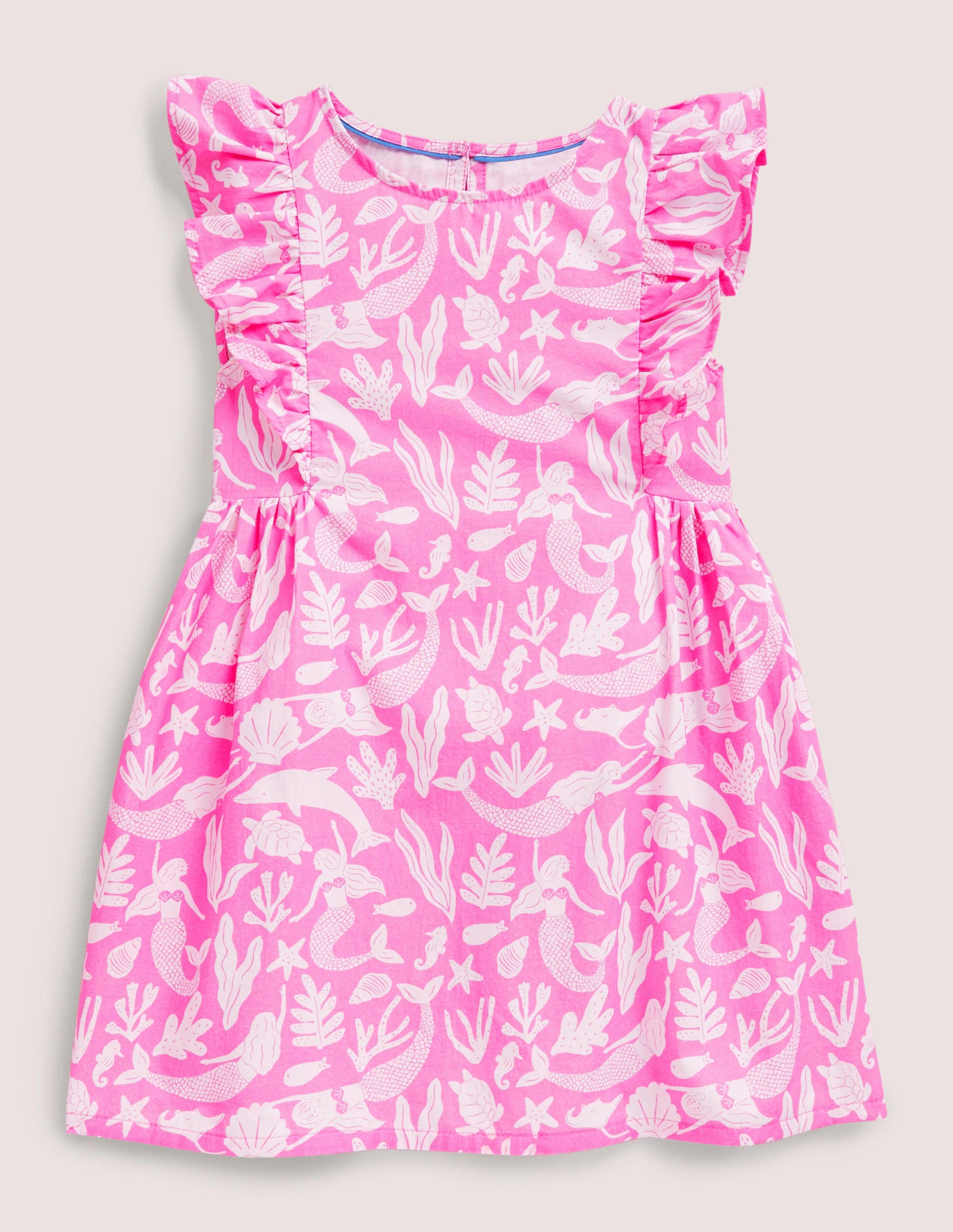 Robe imprimée à manches volantées-Sirènes rose glace à la fraise - Image 1