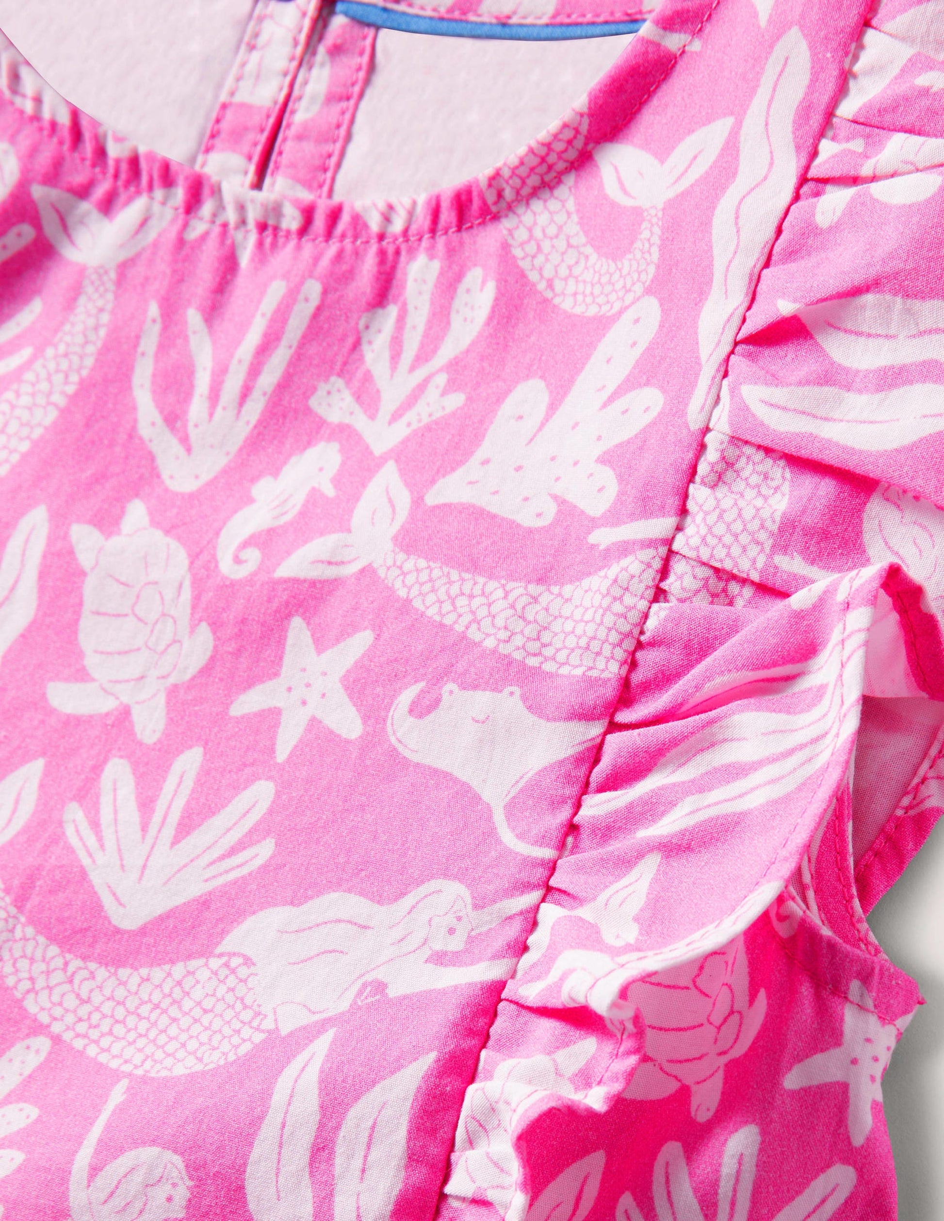 Robe imprimée à manches volantées-Sirènes rose glace à la fraise-3