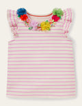 T-shirt volanté à logo-Motif floral ivoire/osier fleuri