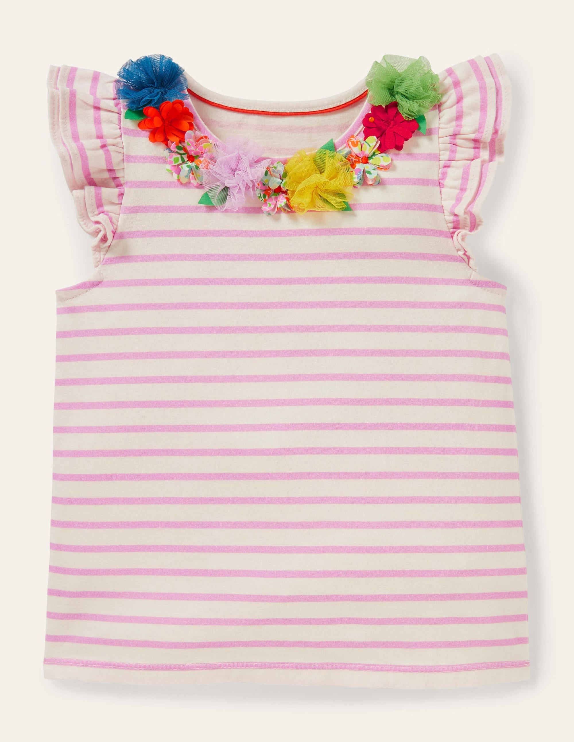 T-shirt volanté à logo-Motif floral ivoire/osier fleuri - Image 1