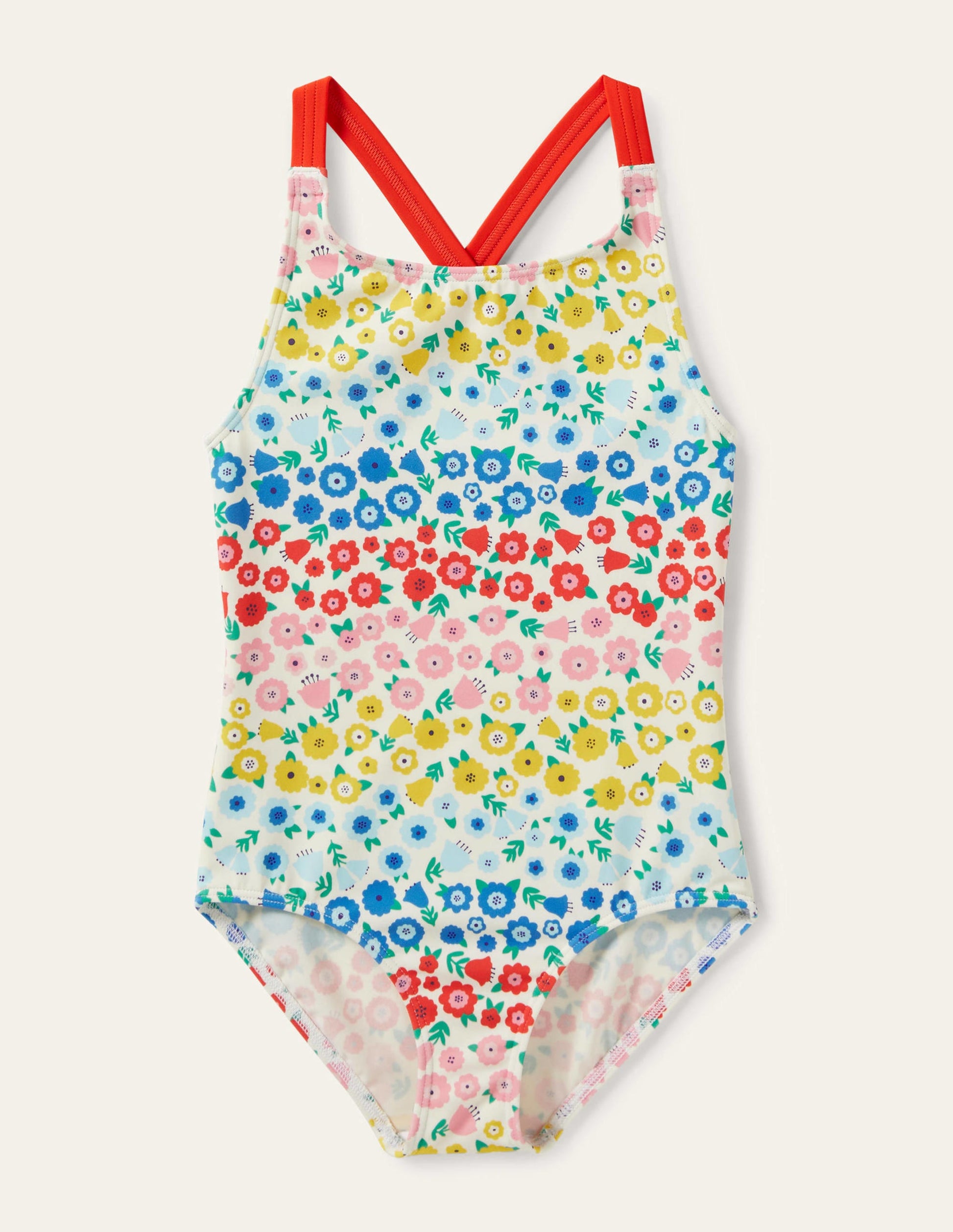 Maillot de bain imprimé croisé dans le dos-Rayé floral multi-1