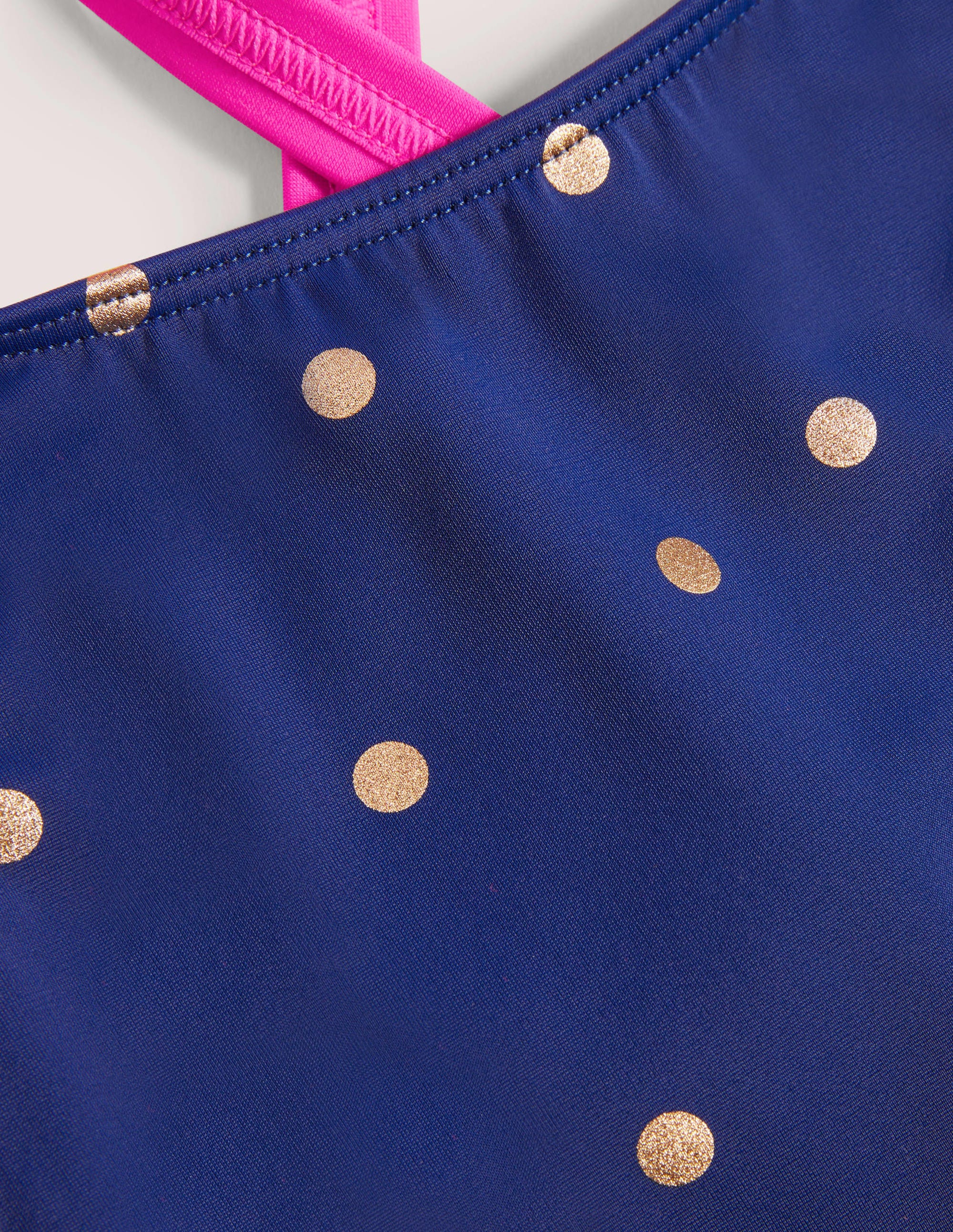 Maillot de bain imprimé croisé dans le dos-Pois dorés bleu harmonie - Image 3