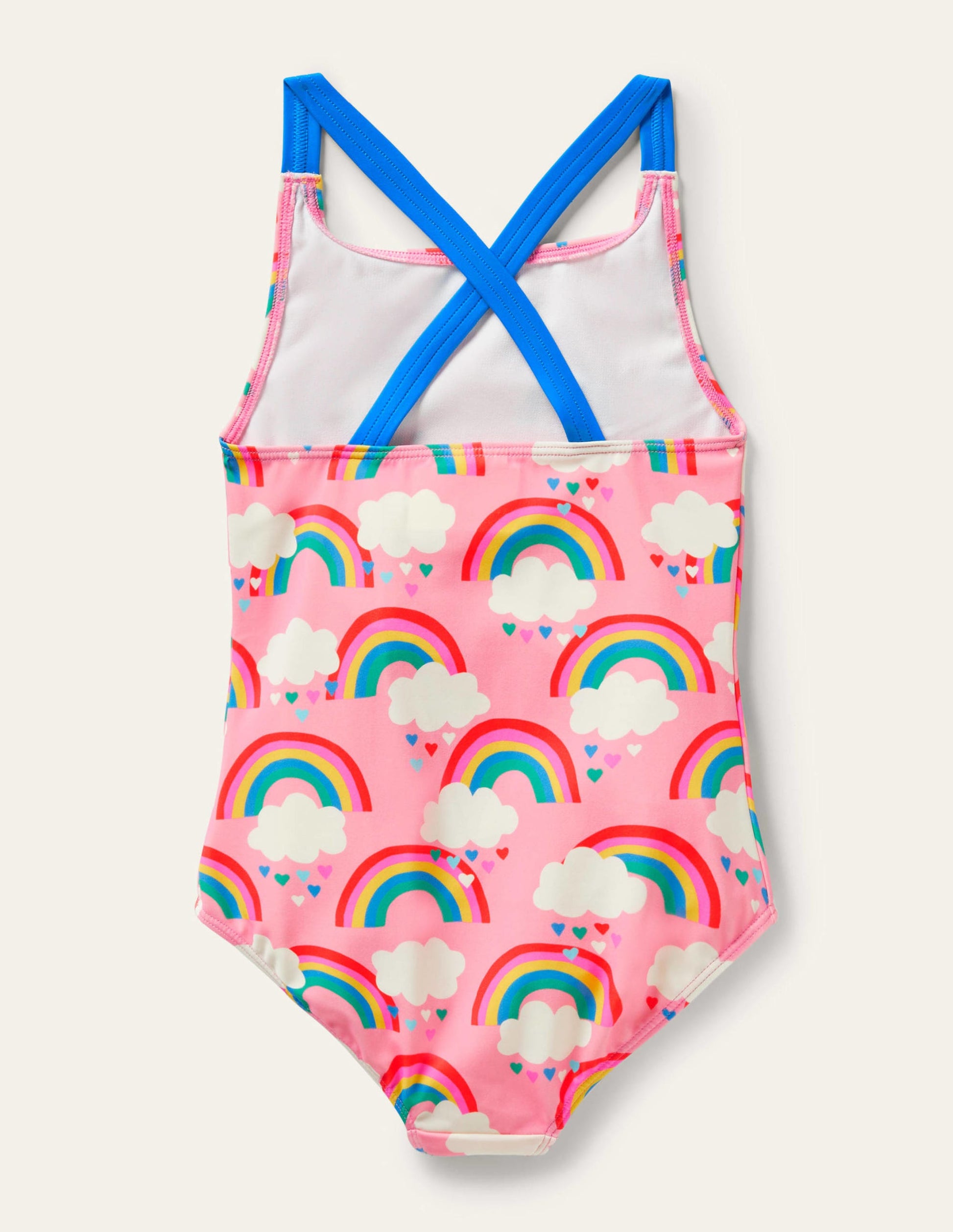 Maillot de bain imprimé croisé dans le dos-Arcs-en-ciel limonade rose-2