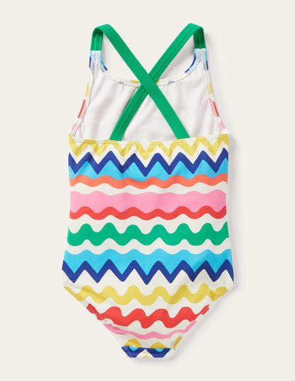 Maillot de bain imprimé croisé dans le dos-Multi Ric Rac Stripe-2