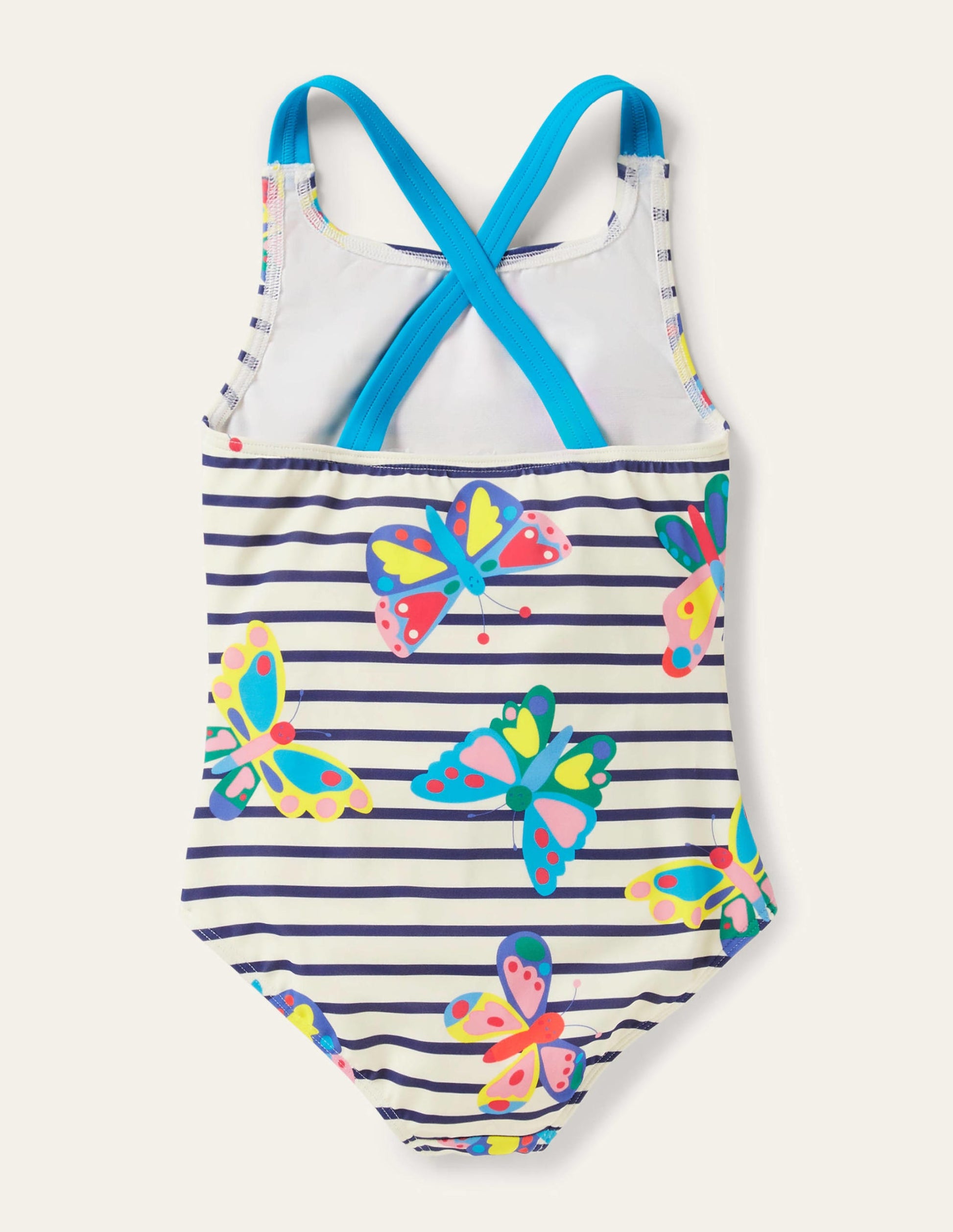 Maillot de bain imprimé croisé dans le dos-Marinière papillon multi-3